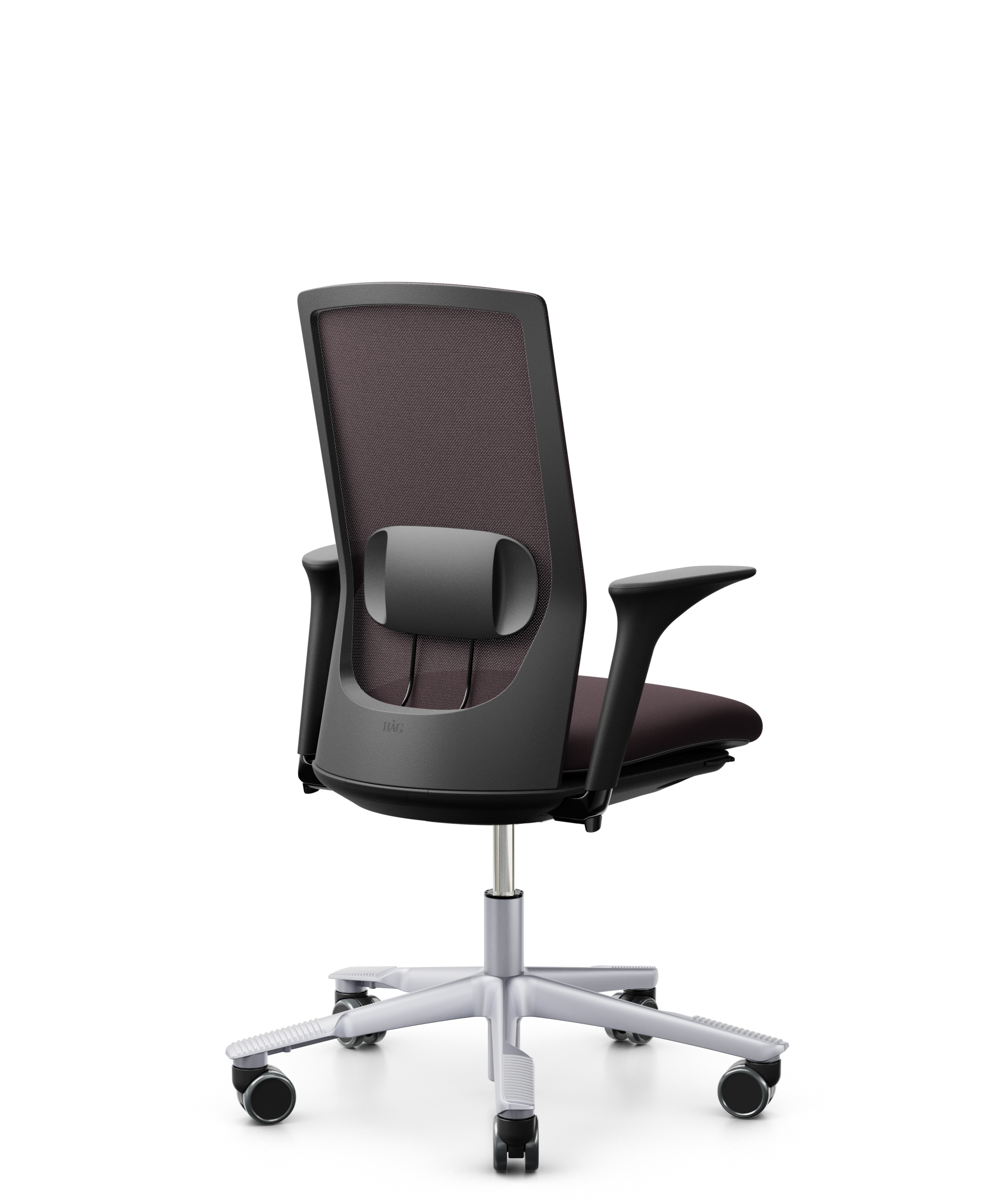 HAG Futu 1100-S Stoff Mesh Aubergine Dunkellila Gestell Silber Armlehnen