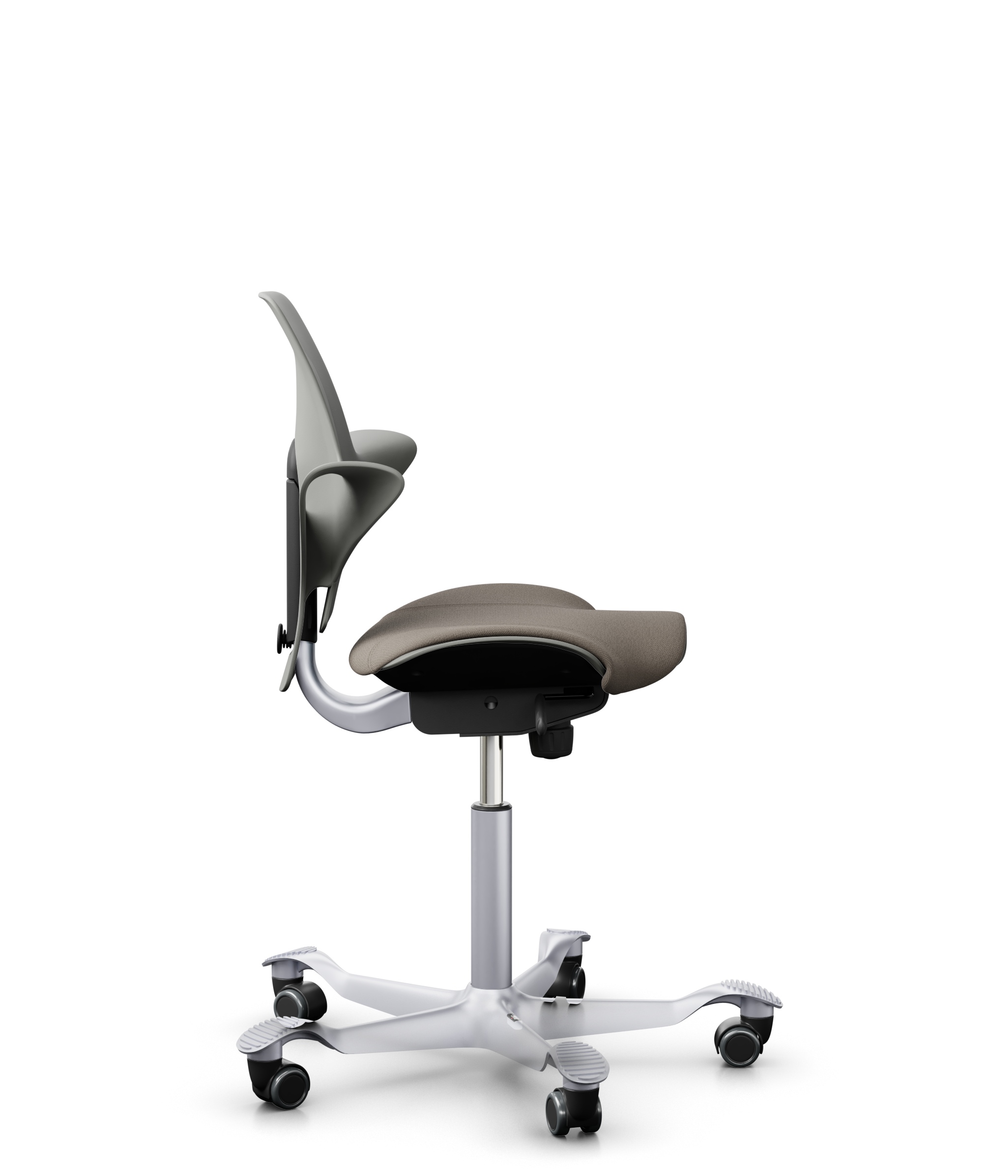 HAG Capisco 8020 Puls Drehstuhl Grau Gestell Silber mit Sitzflächenmatte