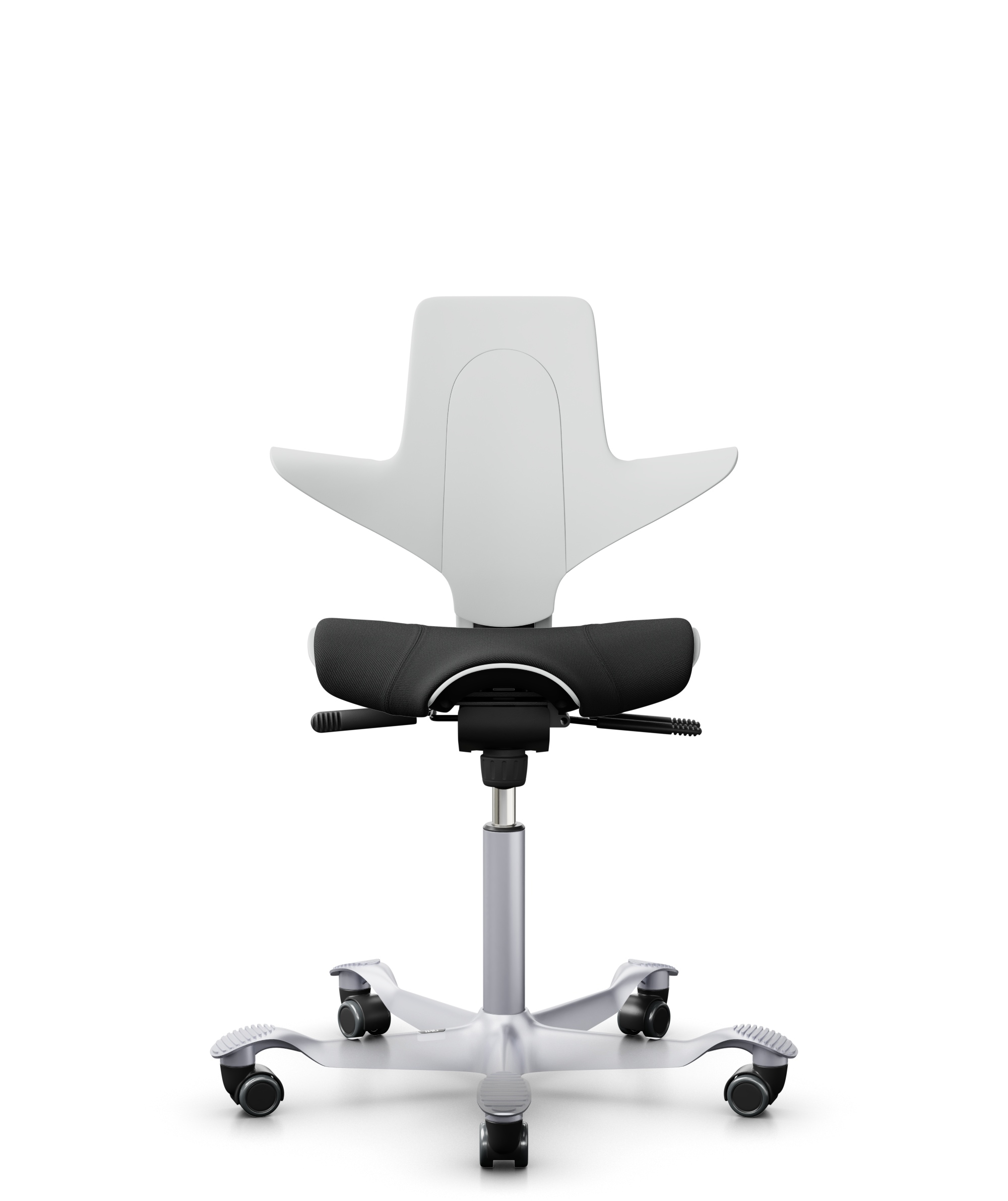 HAG Capisco 8020 Puls Drehstuhl Weiss Gestell Silber mit Sitzflächenmatte