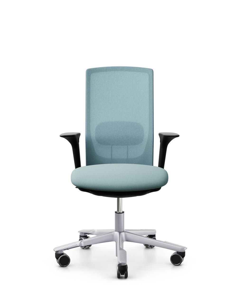 HAG Futu 1100-S Stoff Mesh Frost Hellblau Gestell Silber Armlehnen