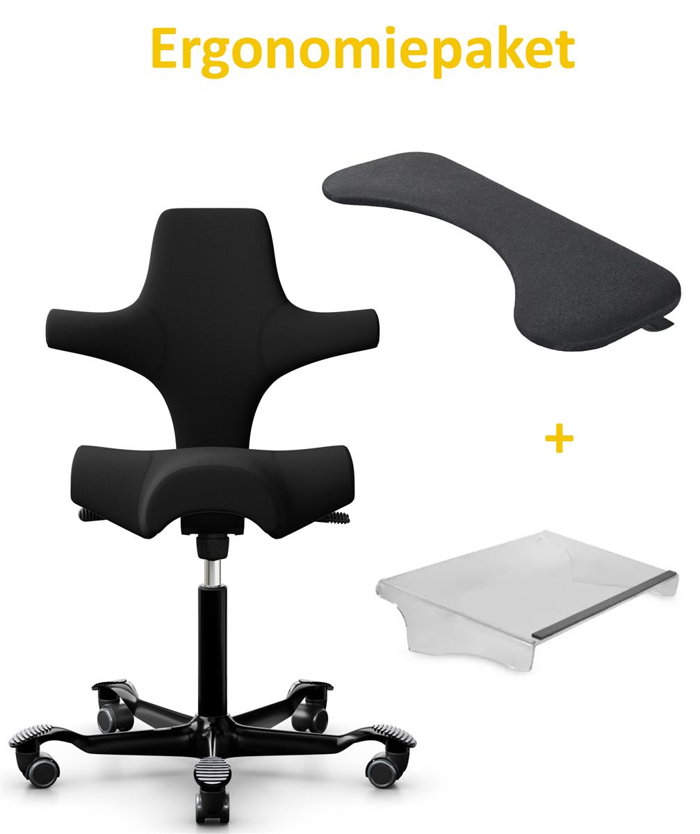 HAG Capisco 8106 Stoff Xtreme Schwarz Gestell Schwarz Ergonomiepaket für zentriertes Arbeiten