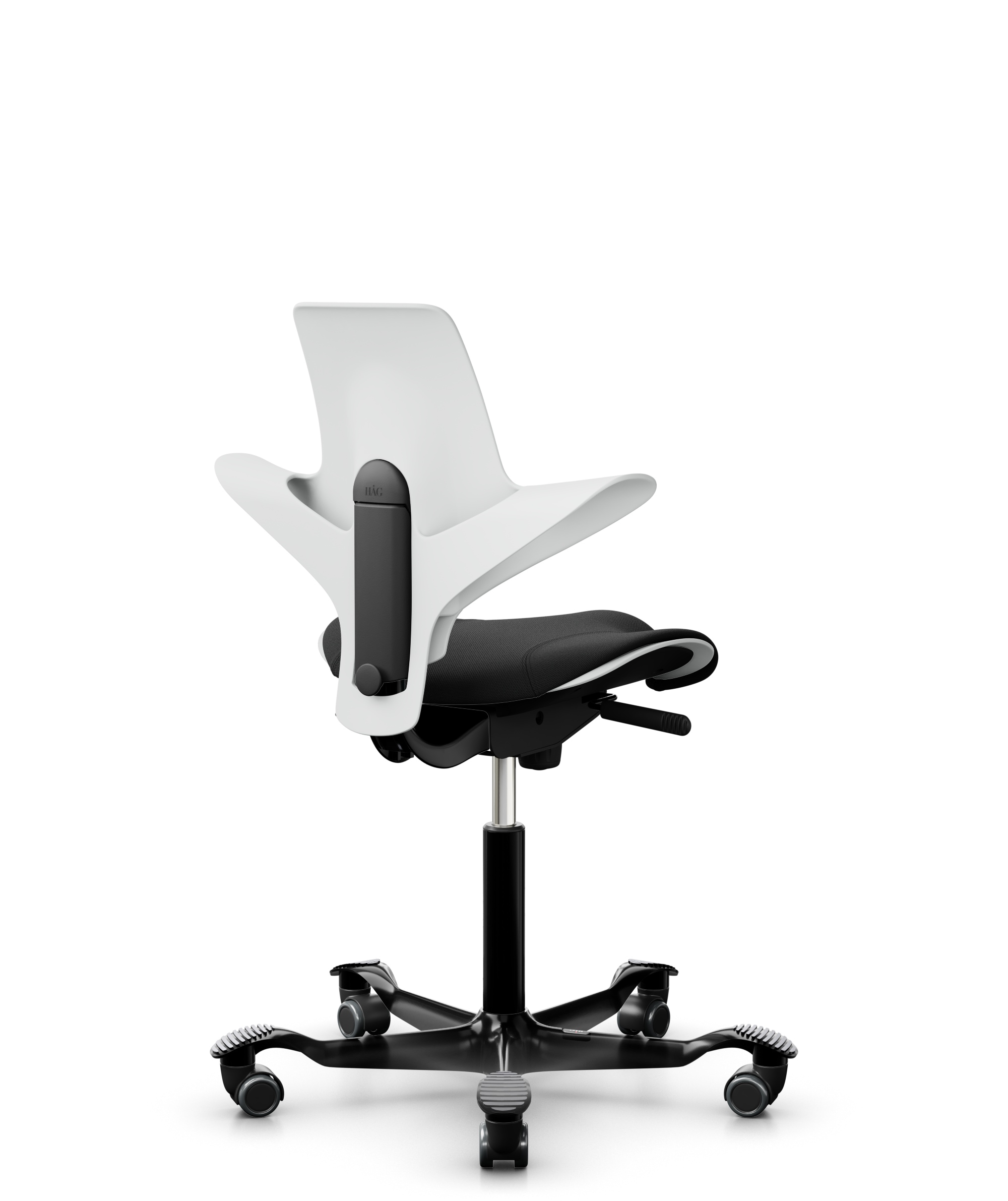 HAG Capisco 8020 Puls Drehstuhl Weiss Gestell Schwarz mit Sitzflächenmatte
