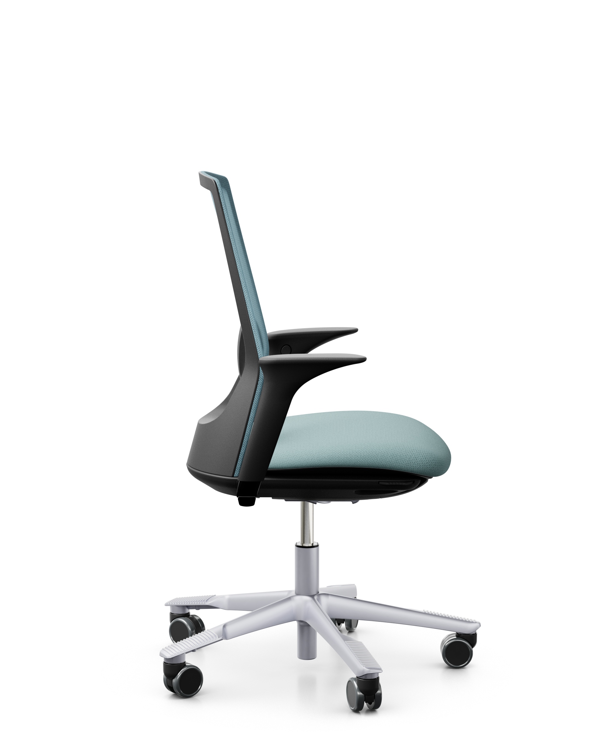 HAG Futu 1100-S Stoff Mesh Frost Hellblau Gestell Silber Armlehnen