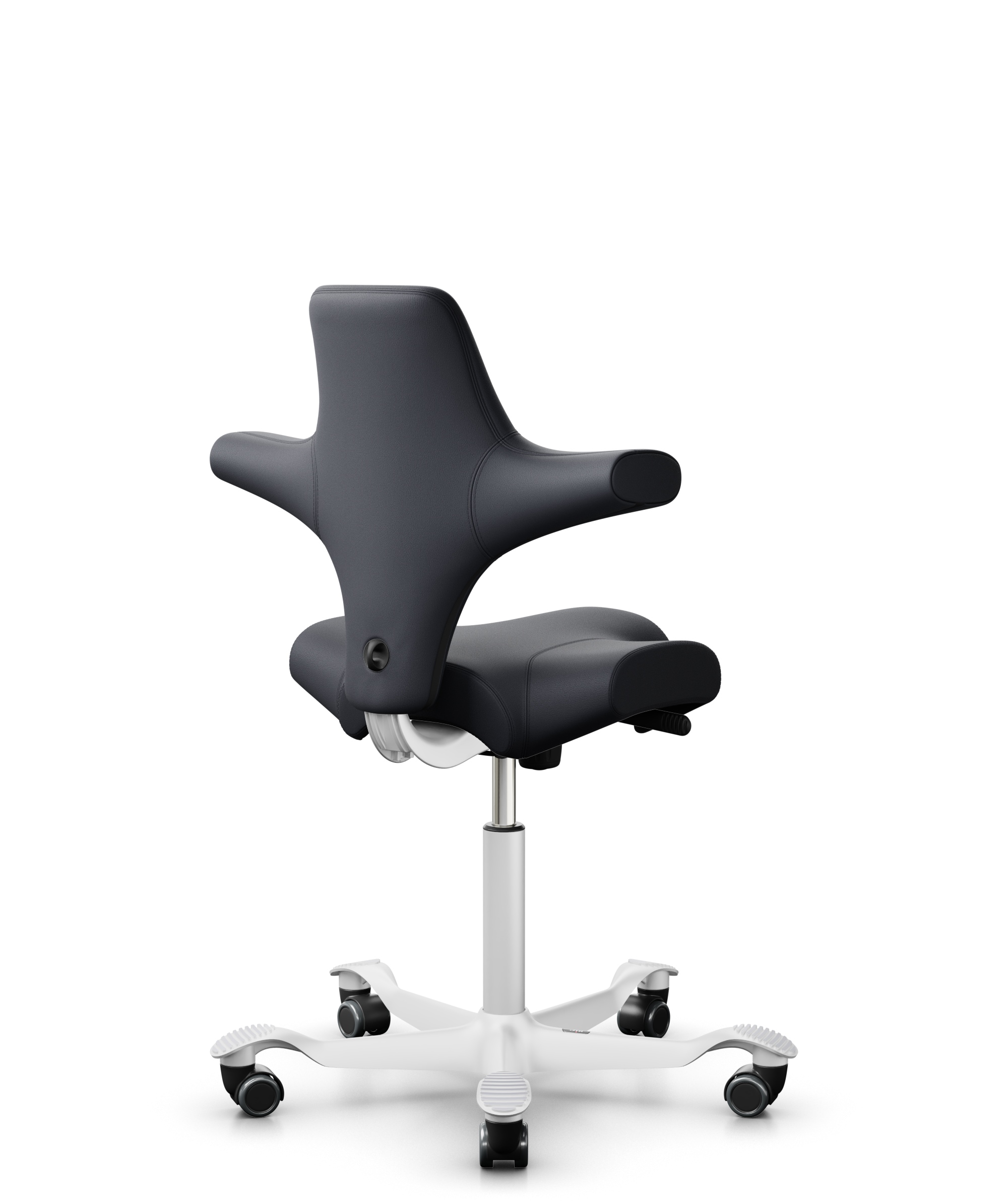 HAG Capisco 8106 Leder Paloma soft Dunkelgrau Gestell Weiss