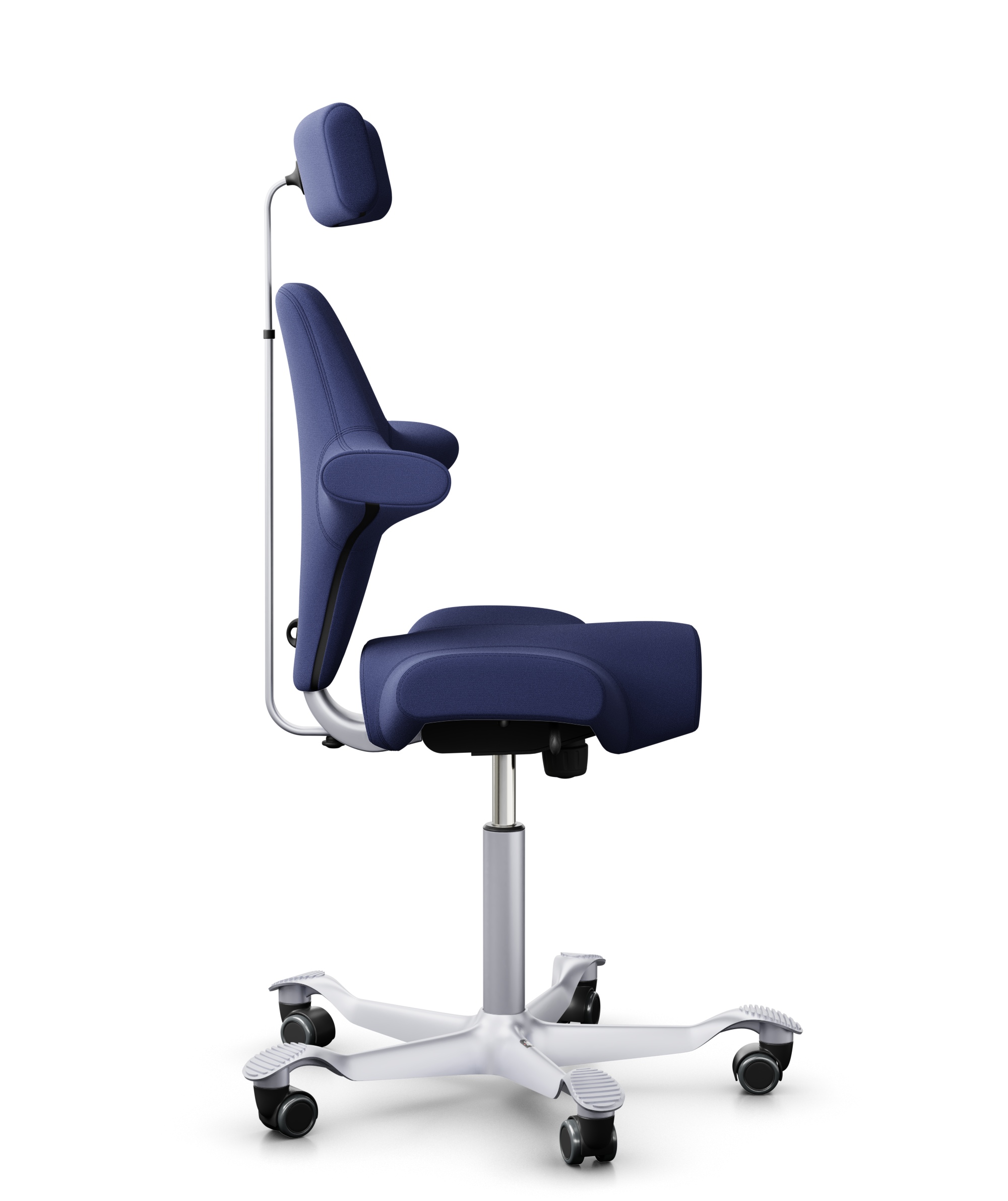HAG Capisco 8107 Stoff Xtreme Dunkelblau Gestell Silber mit Kopfstütze