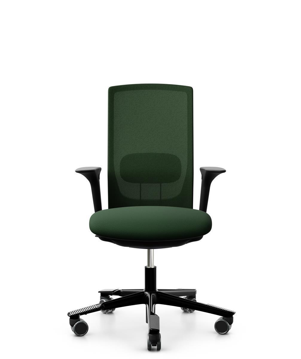 HAG Futu 1100-S Stoff Mesh Forest Dunkelgrün Gestell Schwarz Armlehnen