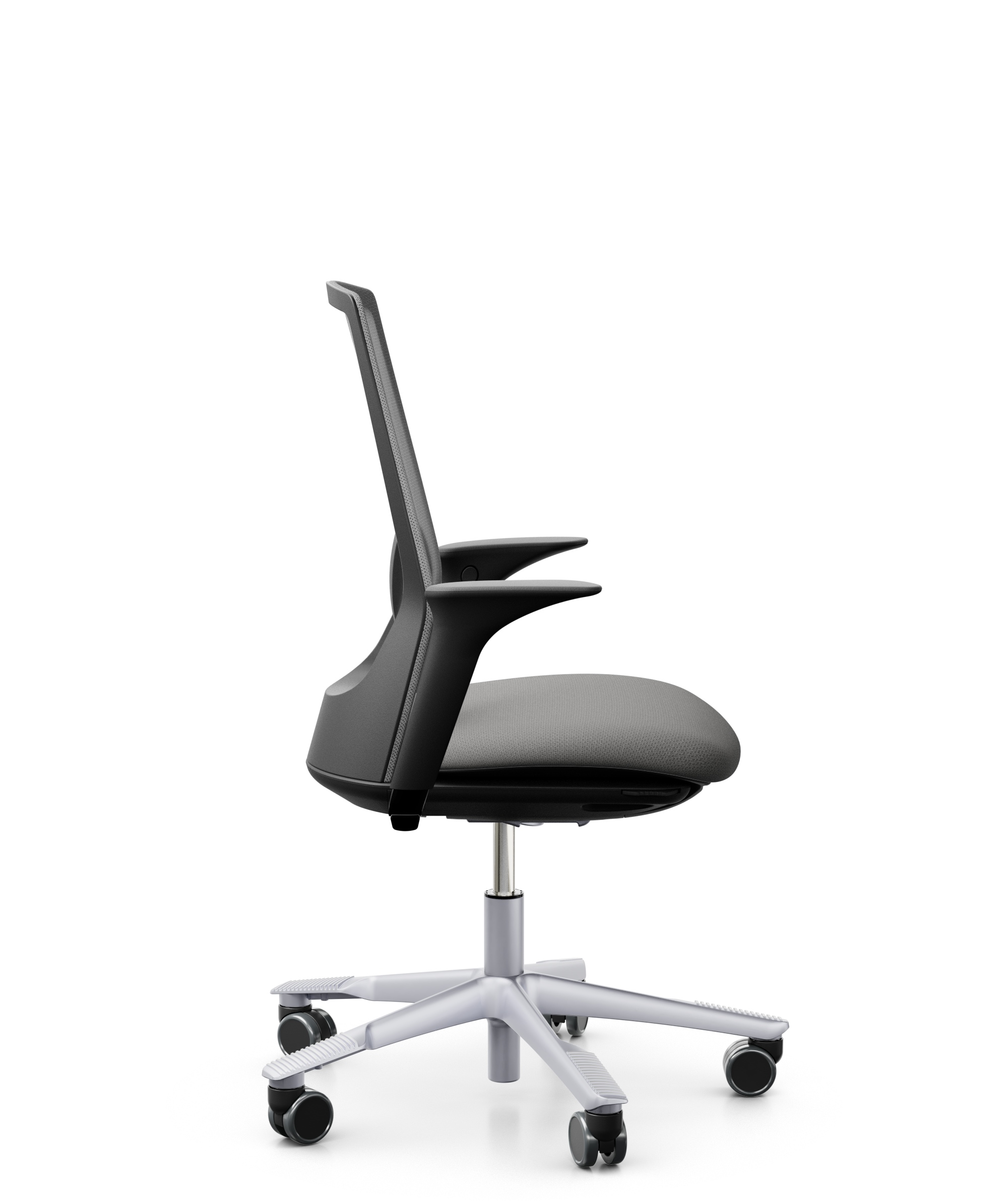 HAG Futu 1100-S Stoff Mesh Stone Hellgrau Gestell Silber Armlehnen