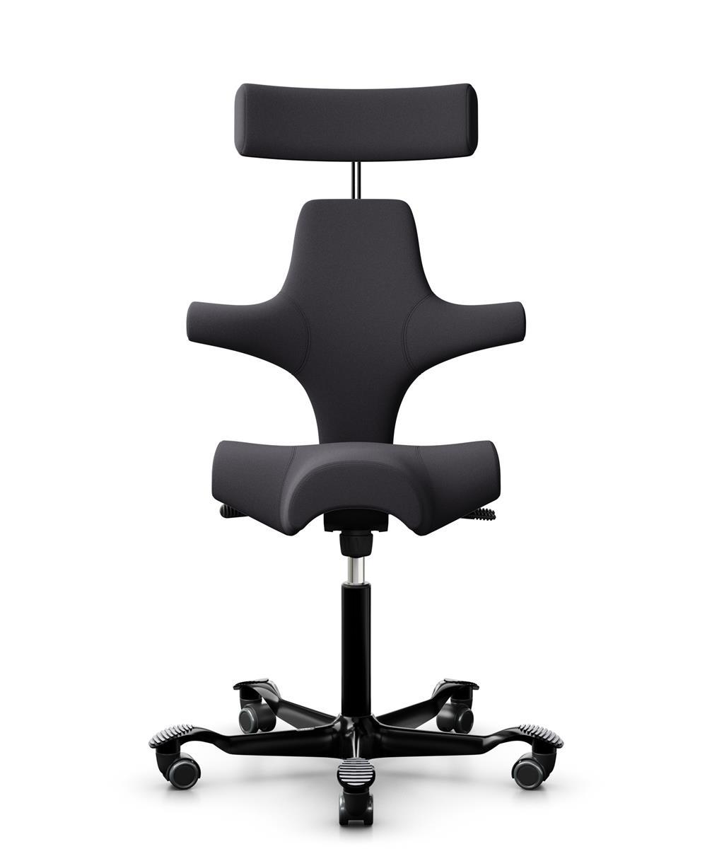HAG Capisco 8107 Stoff Xtreme Dunkelgrau Gestell Schwarz mit Kopfstütze