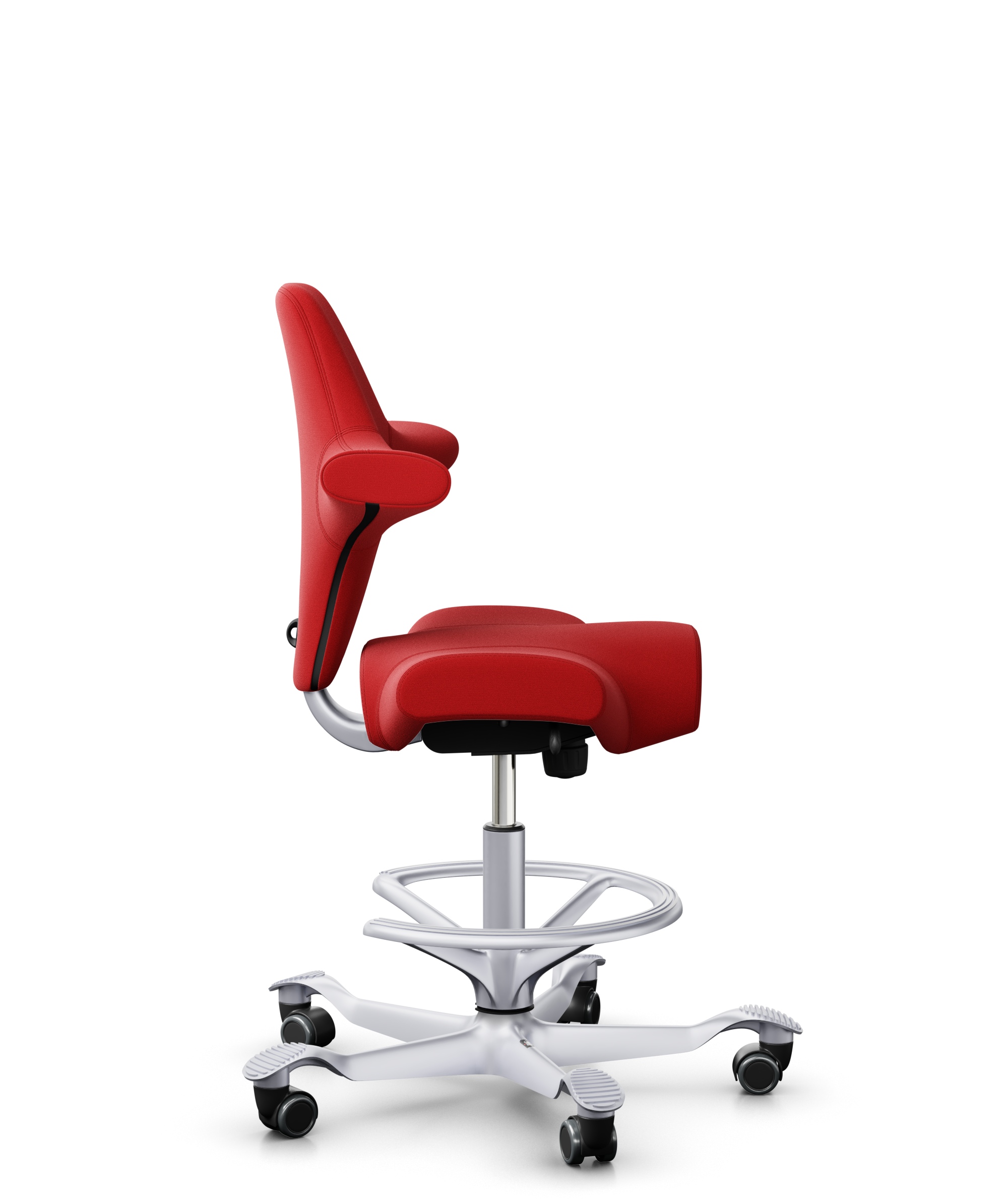 HAG Capisco 8106 Counter Stoff Xtreme Rot Gestell Silber mit Fußring