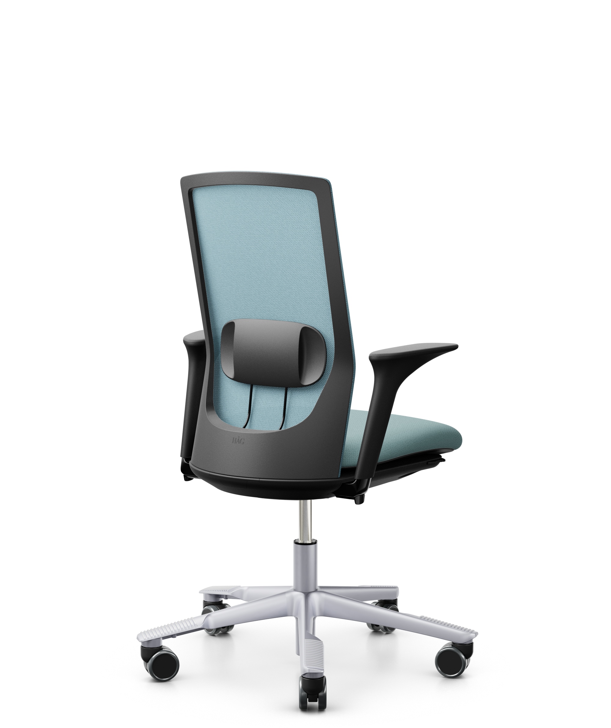 HAG Futu 1100-S Stoff Mesh Frost Hellblau Gestell Silber Armlehnen