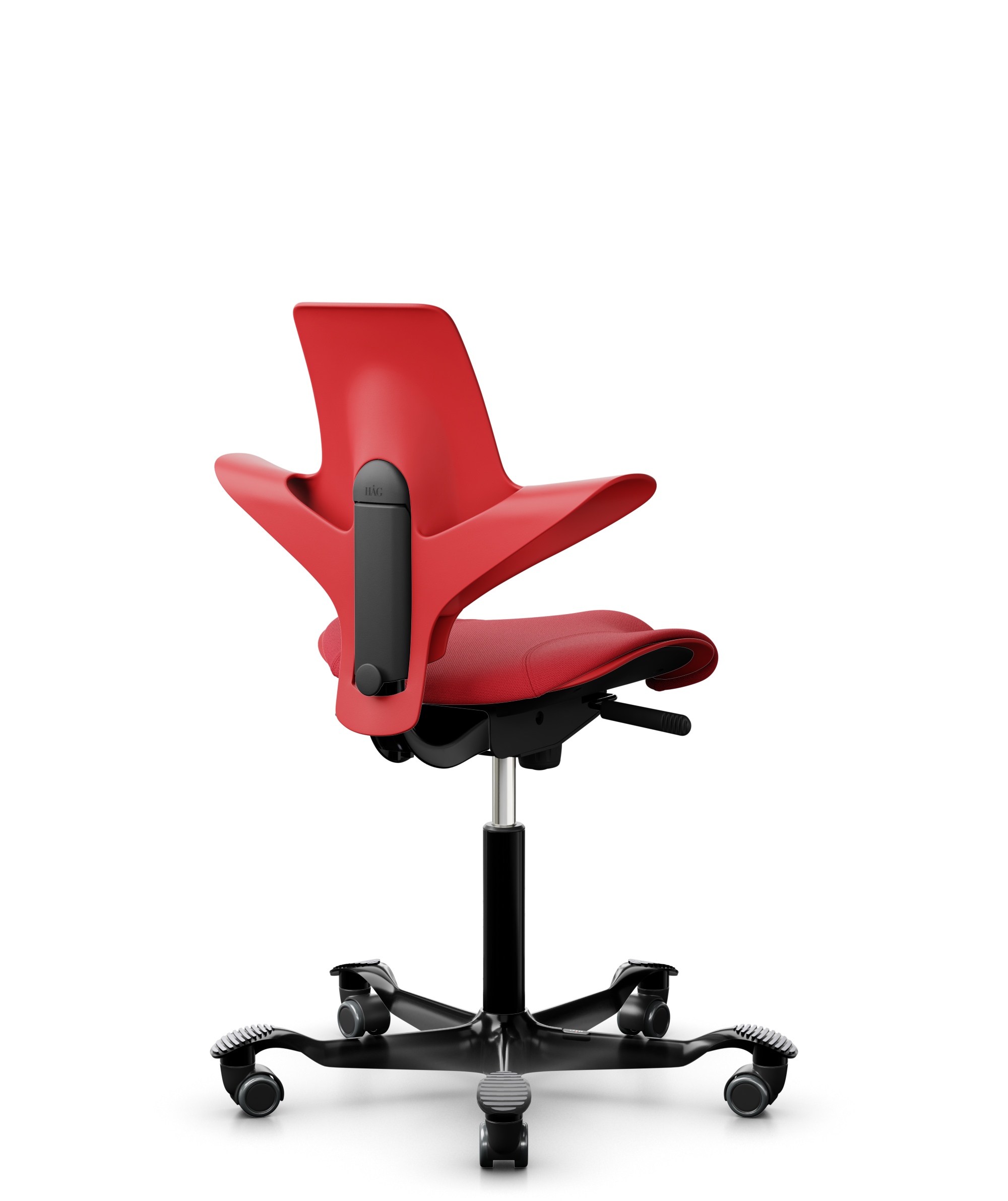 HAG Capisco 8020 Puls Drehstuhl Rot Gestell Schwarz mit Sitzflächenmatte