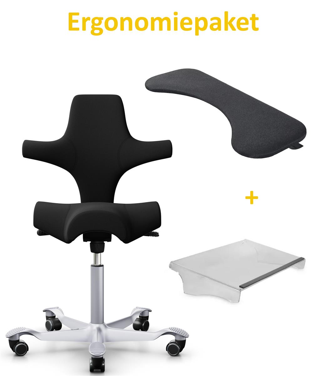 HAG Capisco 8106 Stoff Xtreme Schwarz Gestell Silber Ergonomiepaket für zentriertes Arbeiten