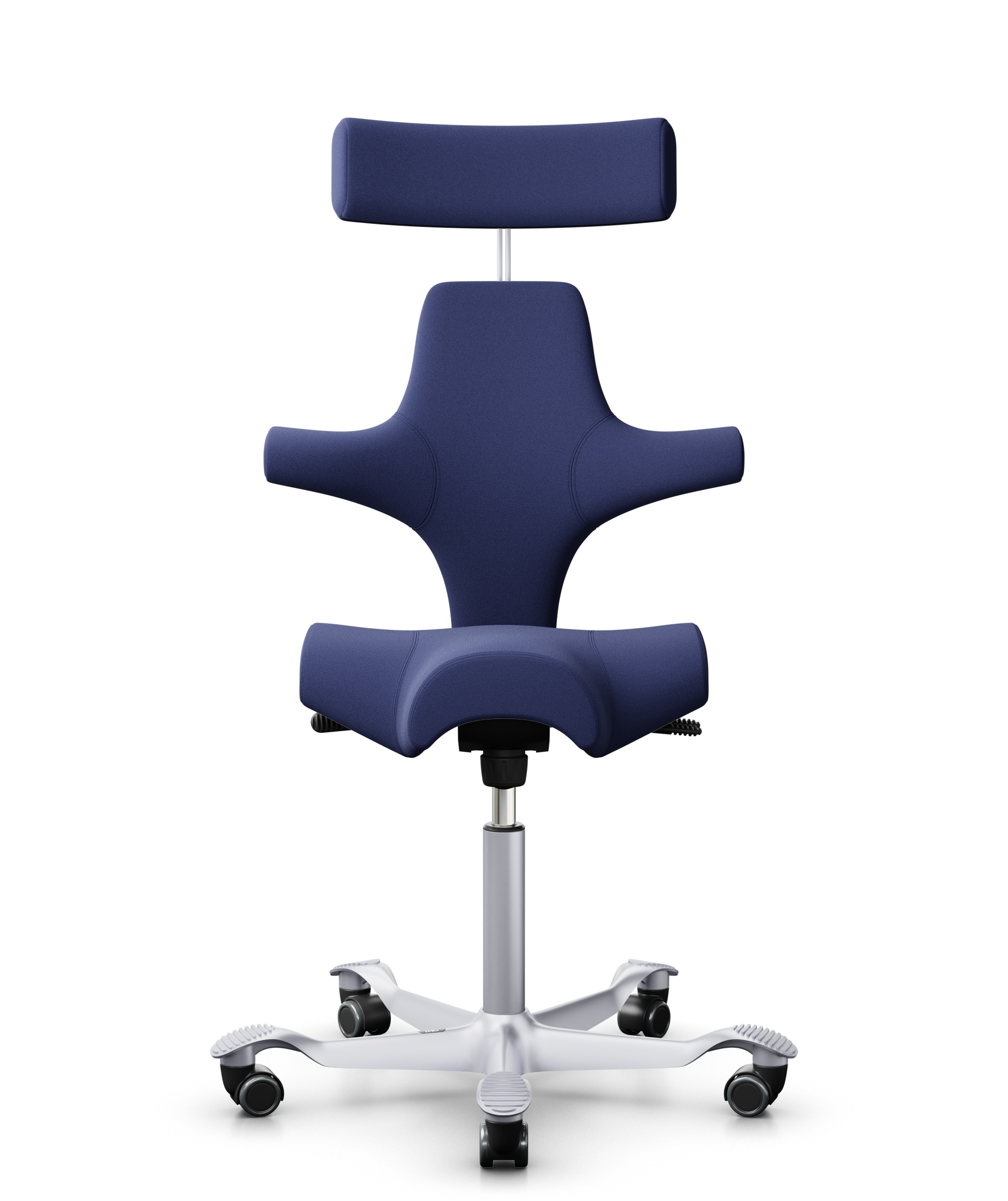 HAG Capisco 8107 Stoff Xtreme Dunkelblau Gestell Silber mit Kopfstütze