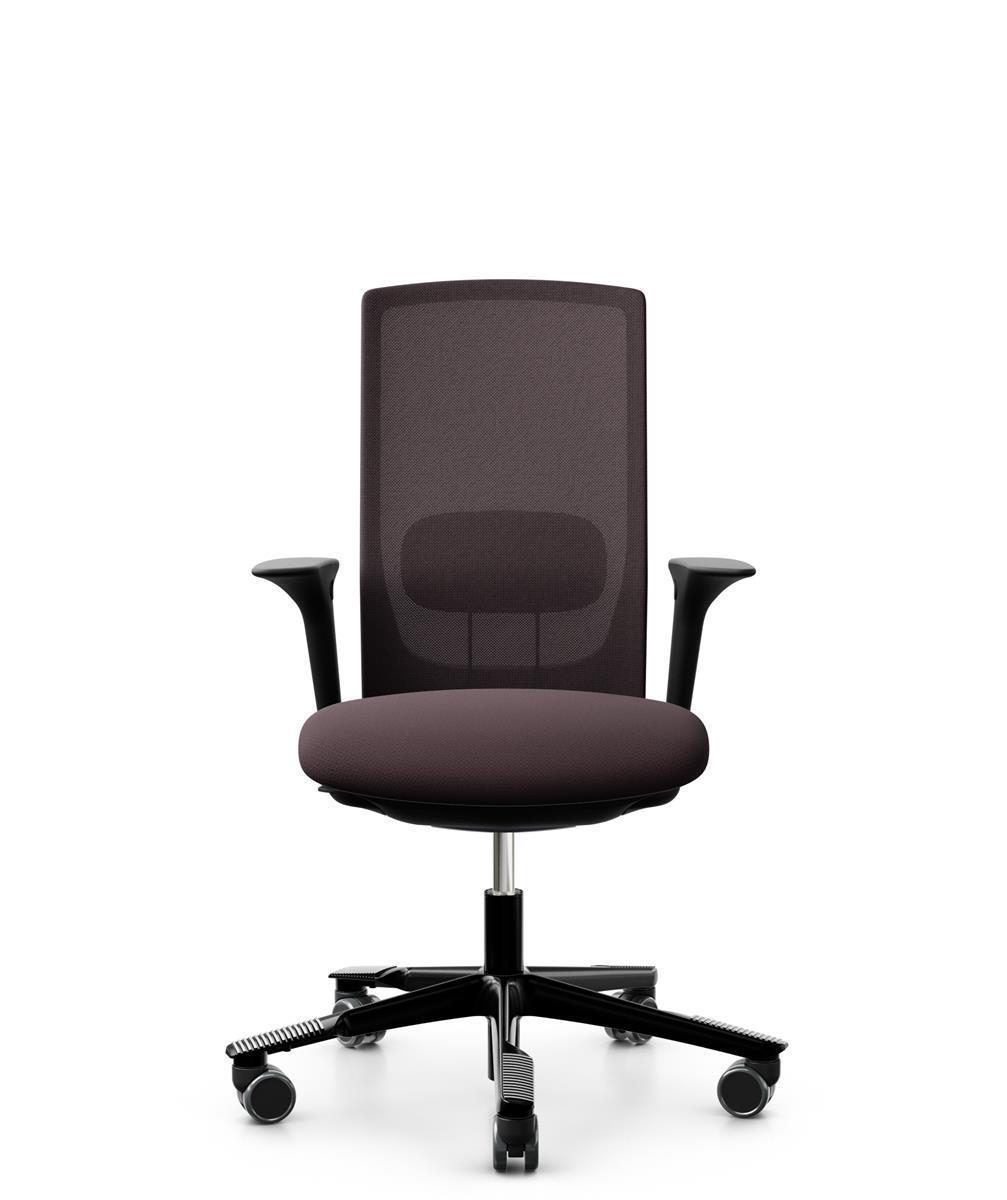 HAG Futu 1100-S Stoff Mesh Aubergine Dunkellila Gestell Schwarz Armlehnen