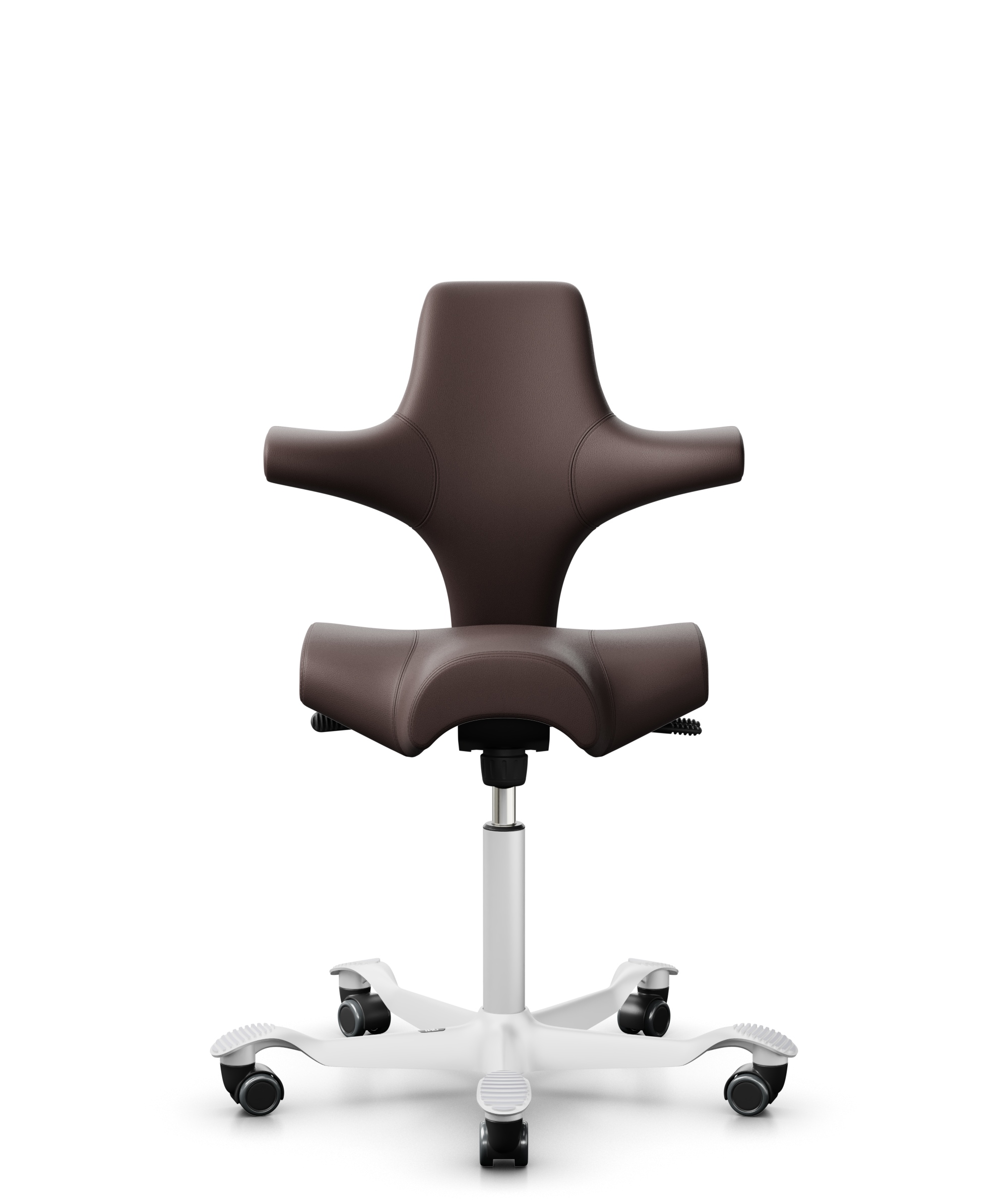 HAG Capisco 8106 Leder Paloma soft Dunkelbraun Gestell Weiss