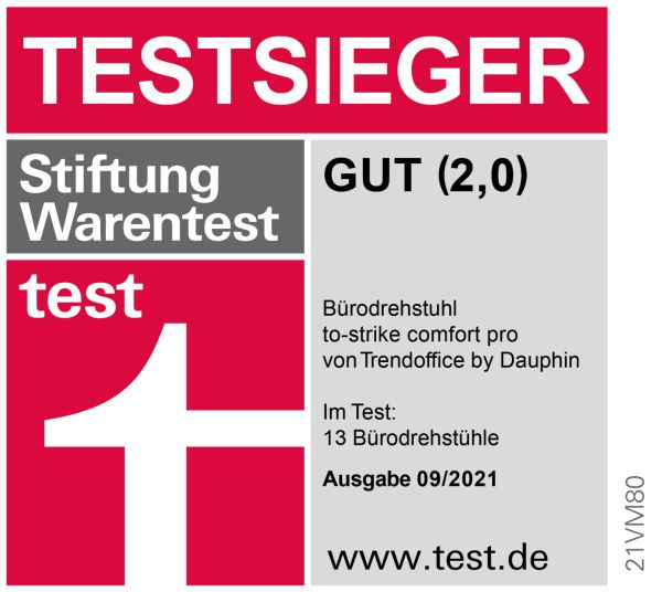 Dauphin to Strike Comfort 9248 PRO Testsieger bei Stiftung Warentest Bürodrehstuhl