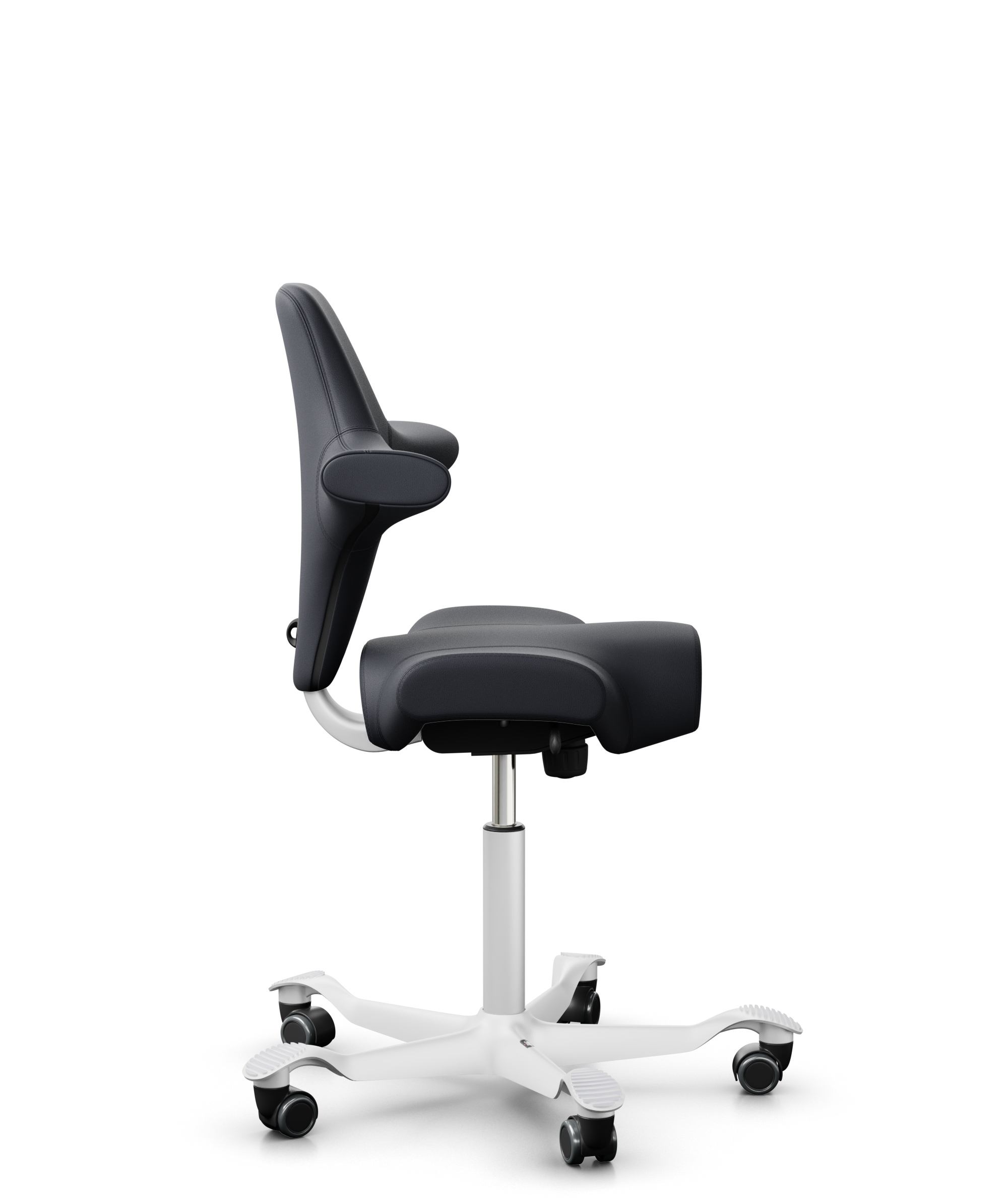 HAG Capisco 8106 Leder Paloma soft Dunkelgrau Gestell Weiss