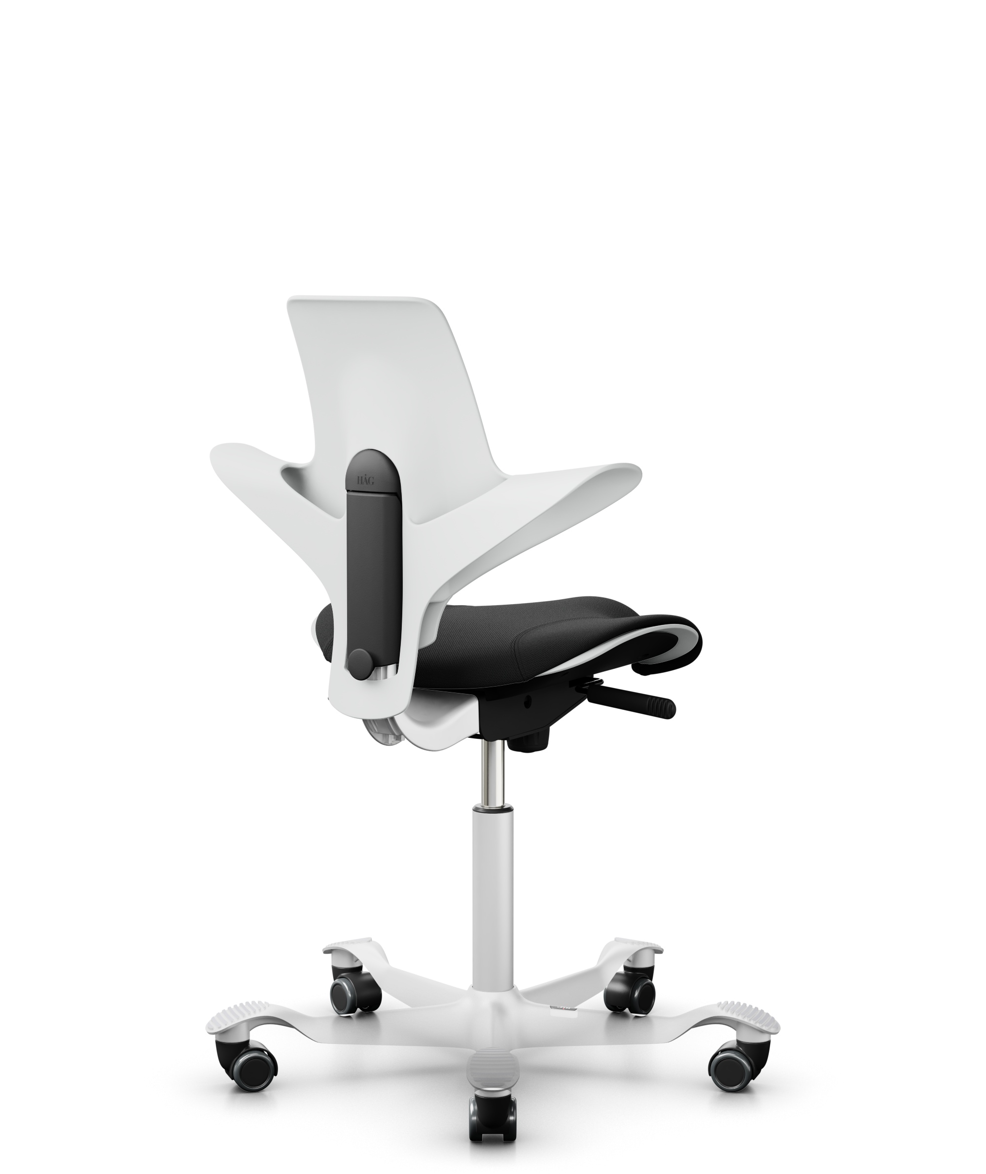 HAG Capisco 8020 Puls Drehstuhl Weiss Gestell Weiss mit Sitzflächenmatte