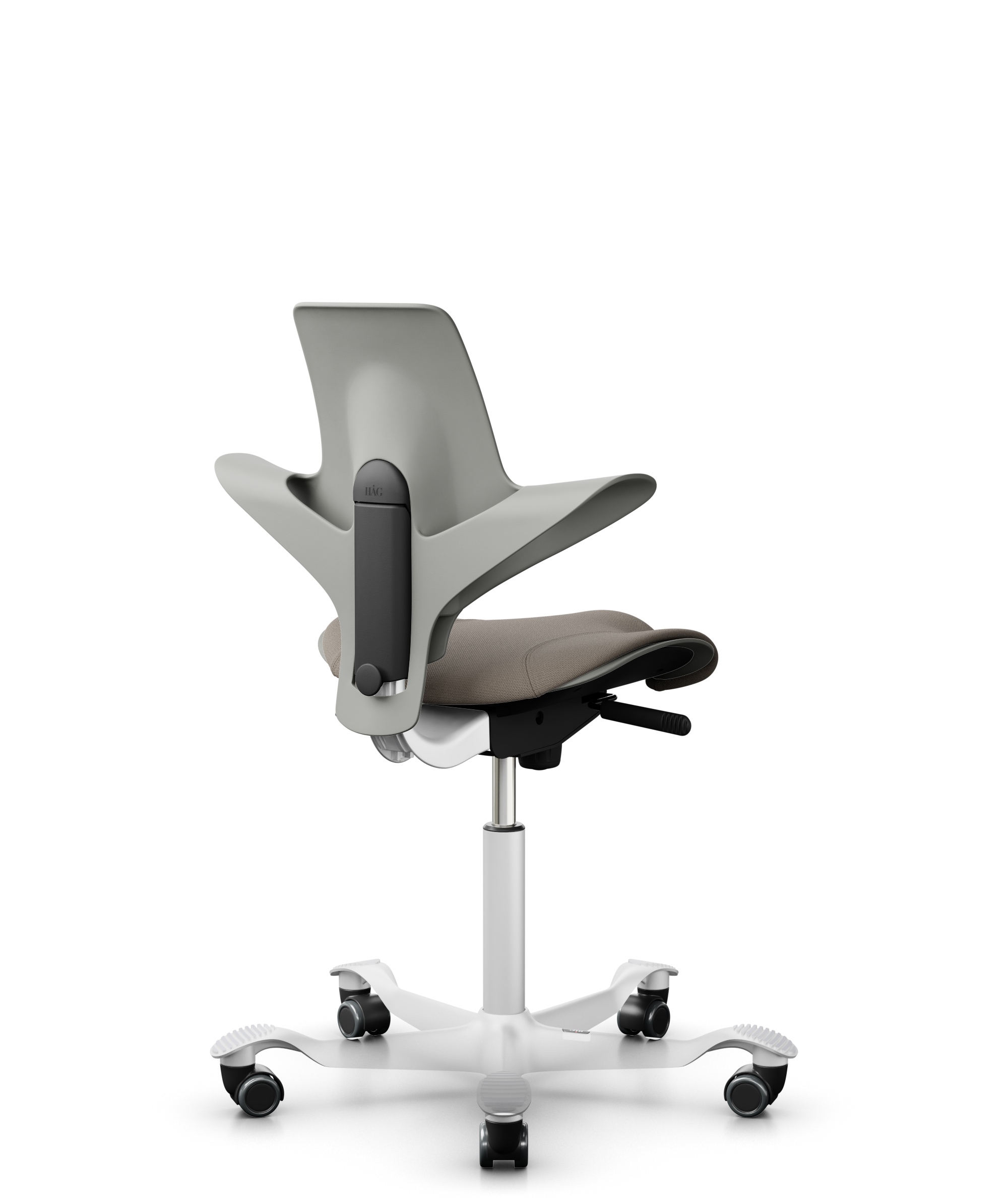 HAG Capisco 8020 Puls Drehstuhl Grau Gestell Weiss mit Sitzflächenmatte