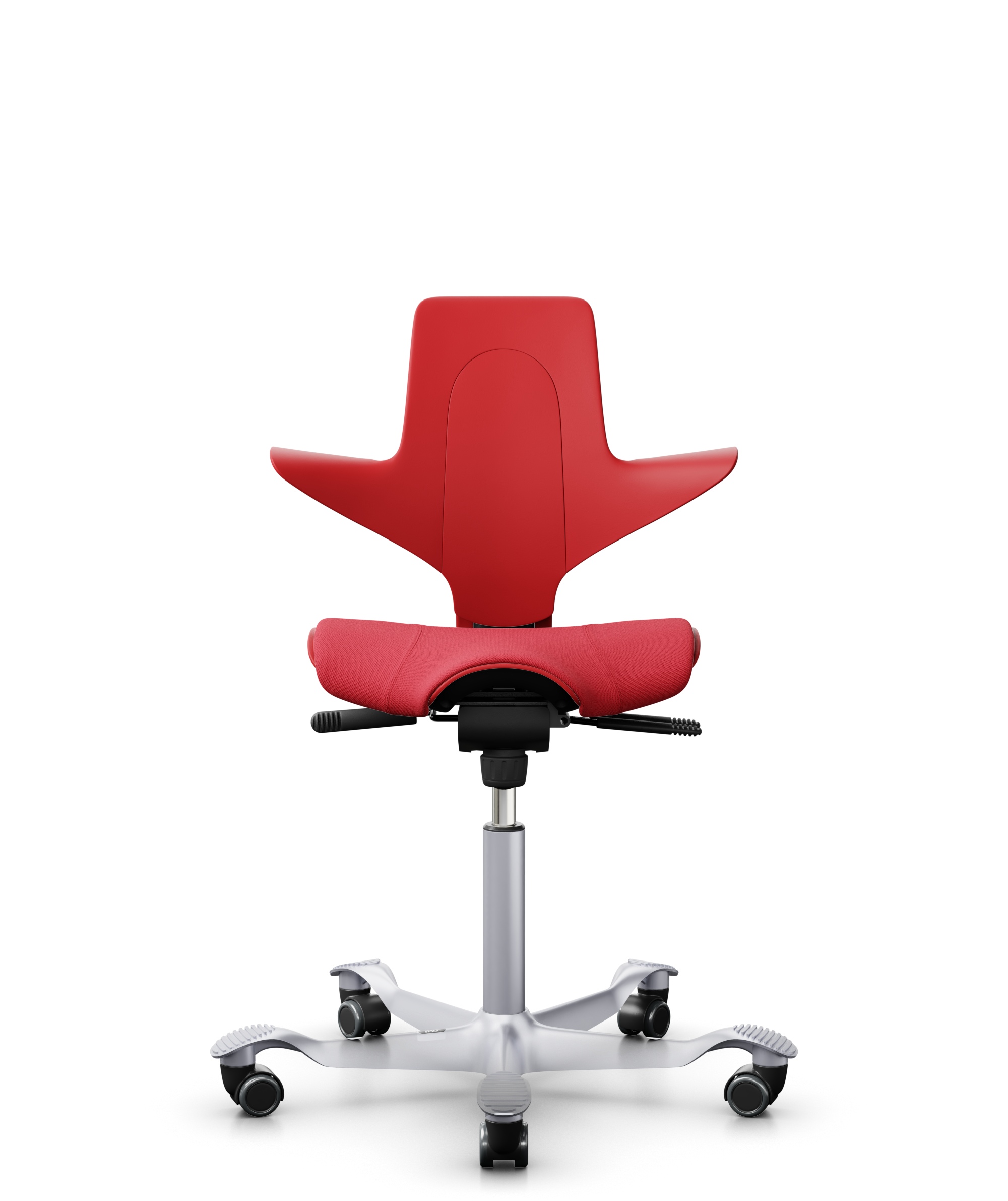 HAG Capisco 8020 Puls Drehstuhl Rot Gestell Silber mit Sitzflächenmatte