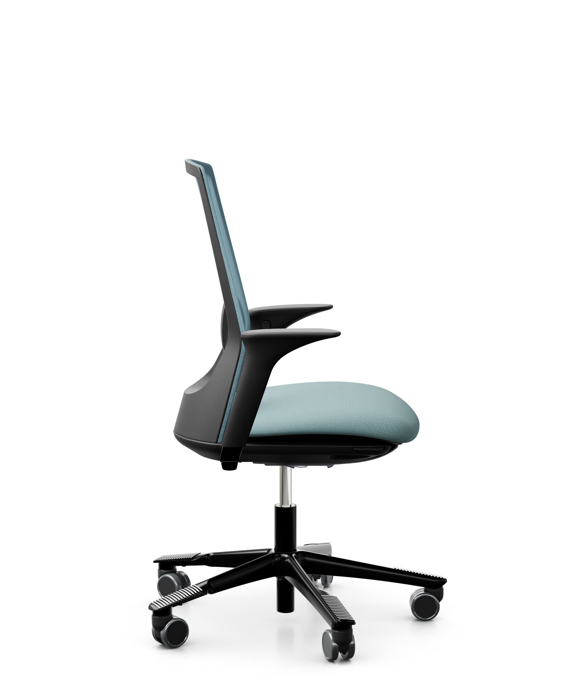 HAG Futu 1100-S Stoff Mesh Frost Hellblau Gestell Schwarz Armlehnen