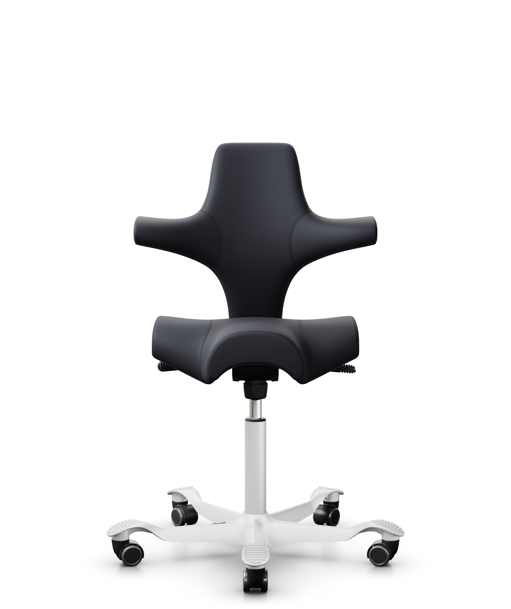 HAG Capisco 8106 Leder Paloma soft Dunkelgrau Gestell Weiss