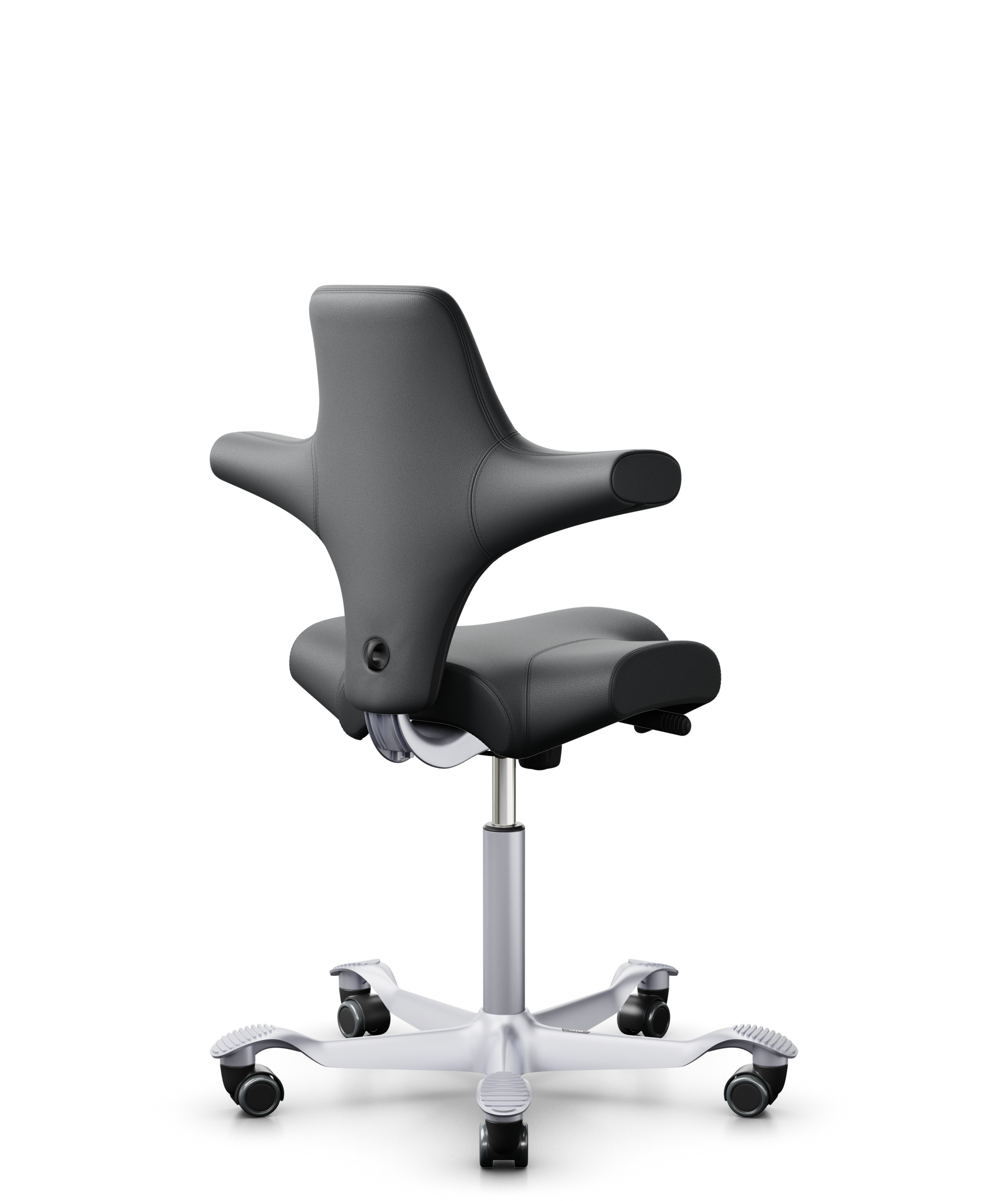 HAG Capisco 8106 Leder Paloma soft Grau Gestell Silber