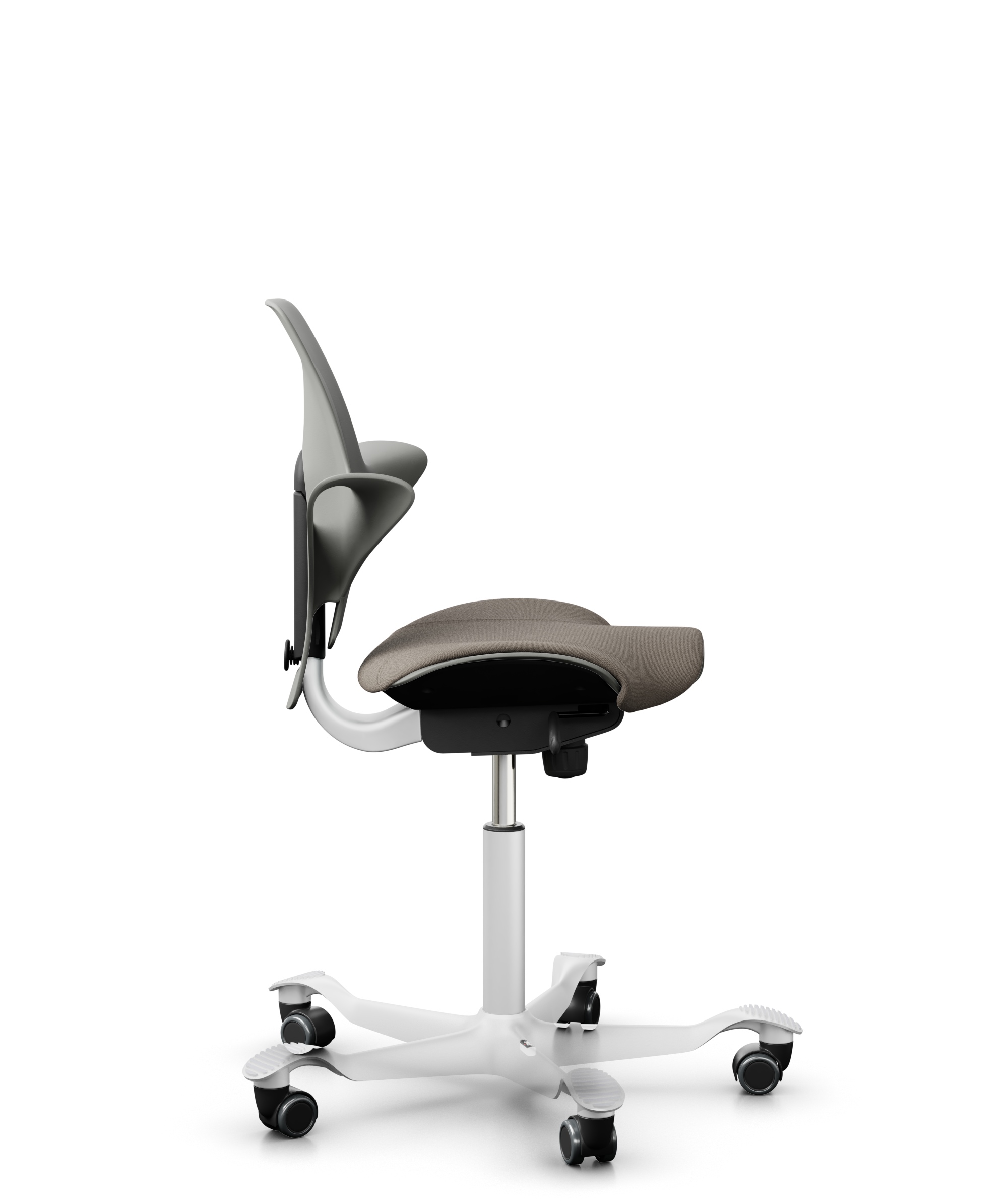 HAG Capisco 8020 Puls Drehstuhl Grau Gestell Weiss mit Sitzflächenmatte
