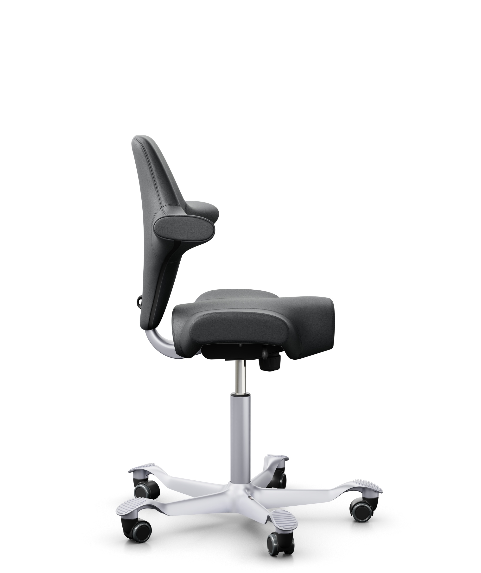 HAG Capisco 8106 Leder Paloma soft Grau Gestell Silber