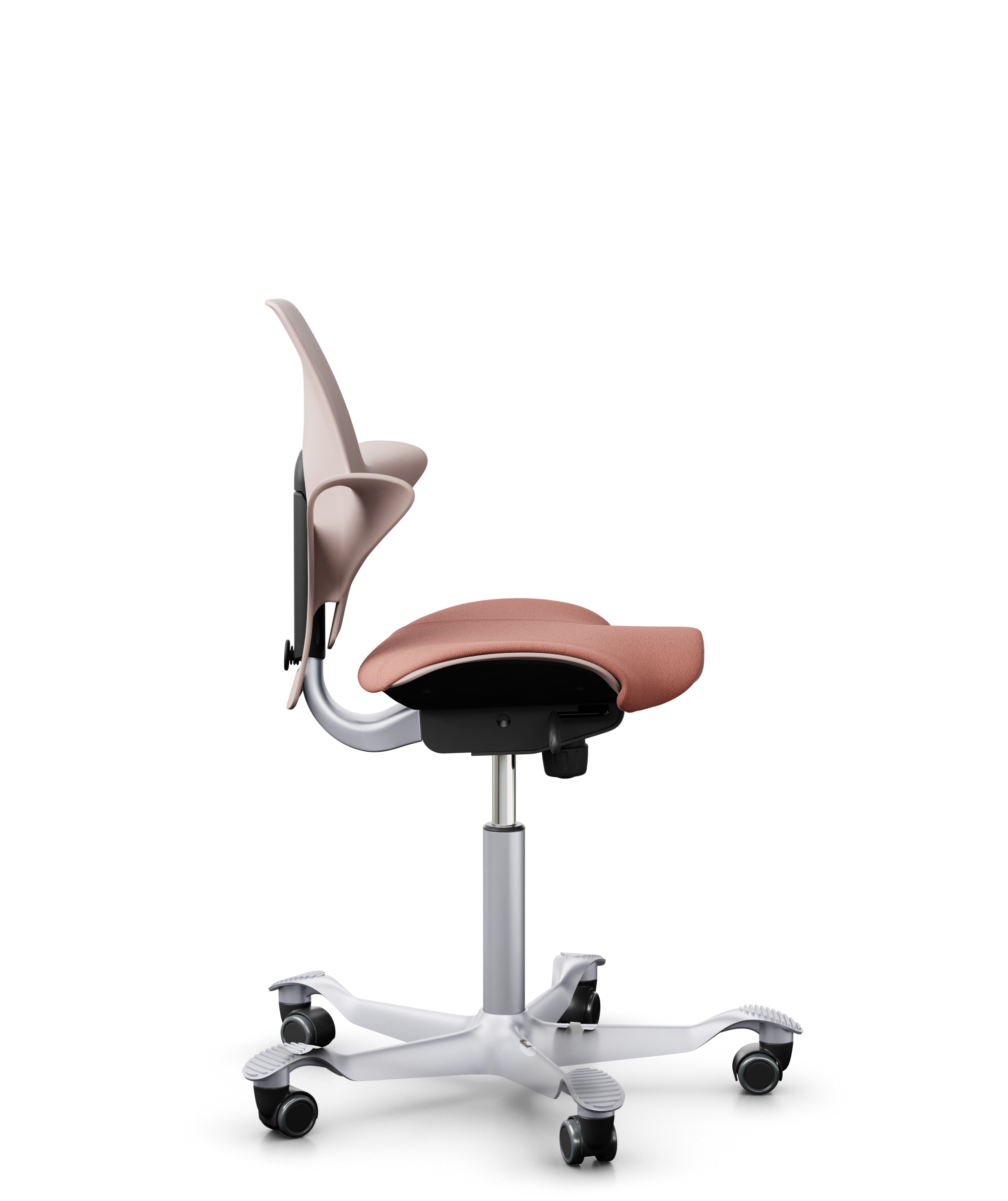 HAG Capisco 8020 Puls Drehstuhl Pink Gestell Silber mit Sitzflächenmatte