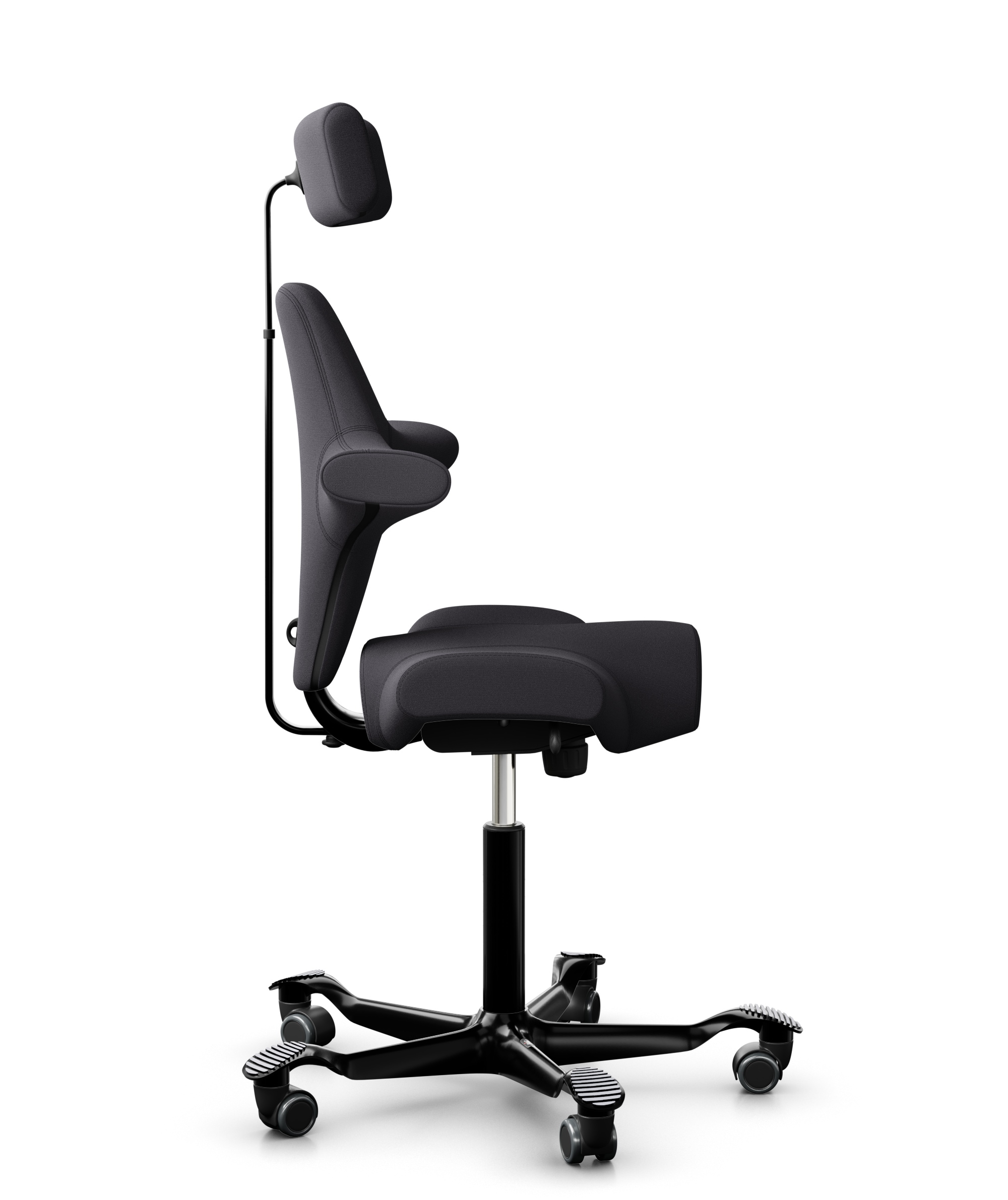 HAG Capisco 8107 Stoff Xtreme Dunkelgrau Gestell Schwarz mit Kopfstütze