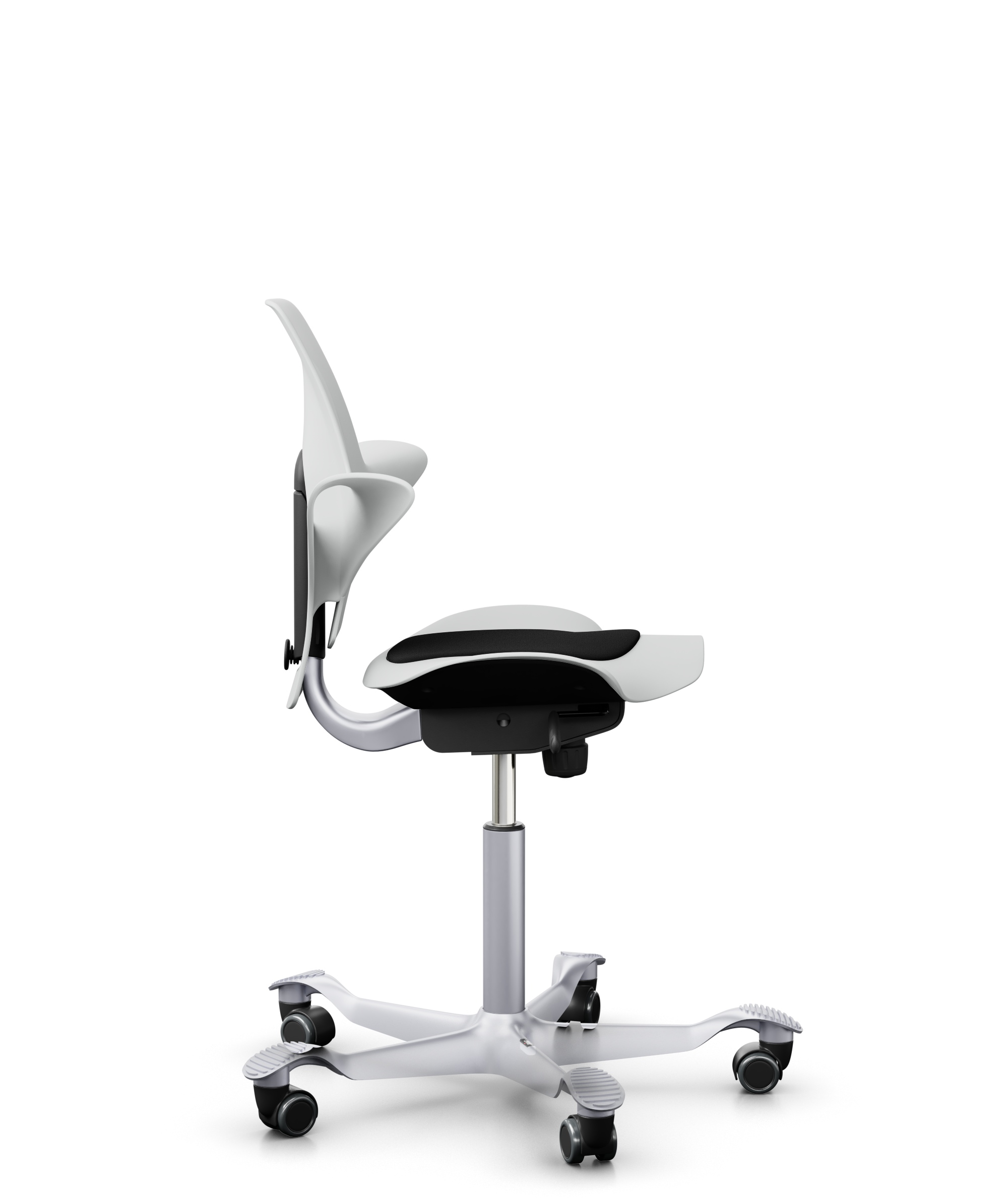 HAG Capisco 8010 Puls Drehstuhl Weiss Gestell Silber