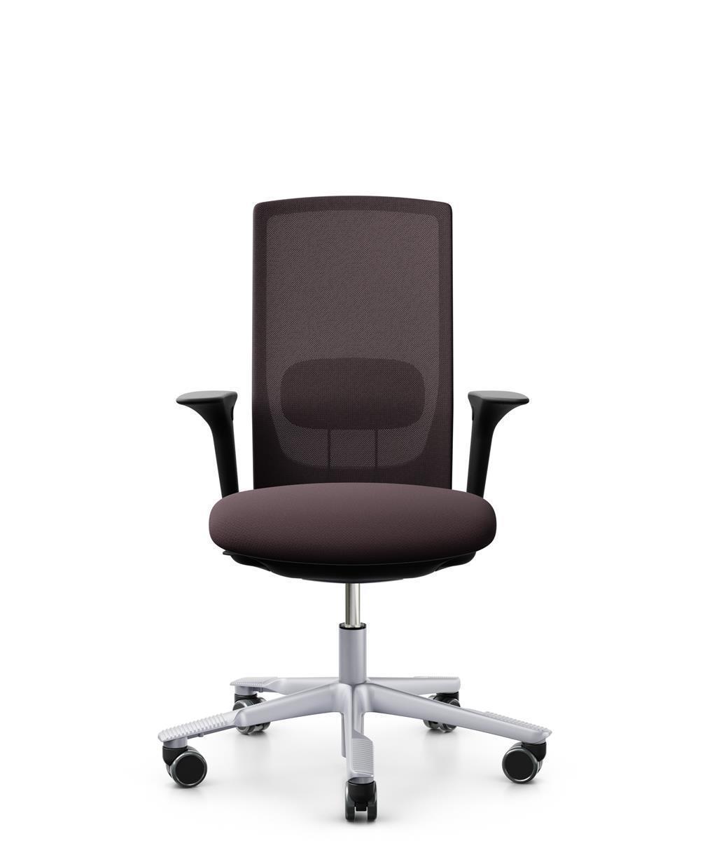 HAG Futu 1100-S Stoff Mesh Aubergine Dunkellila Gestell Silber Armlehnen