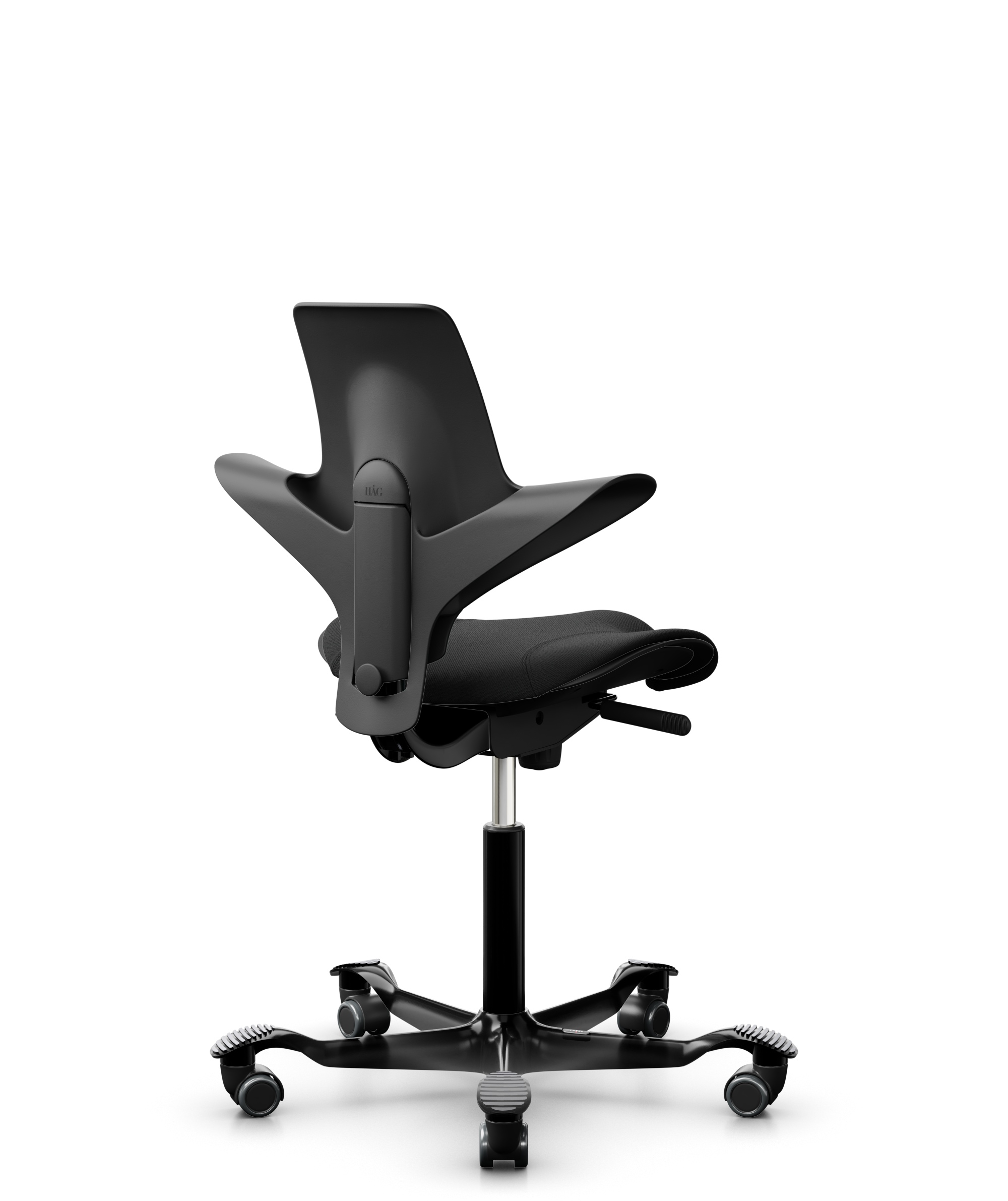 HAG Capisco 8020 Puls Drehstuhl Schwarz Gestell Schwarz mit Sitzflächenmatte