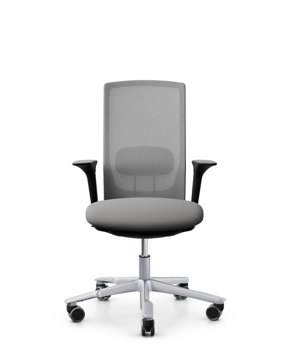 HAG Futu 1100-S Stoff Mesh Stone Hellgrau Gestell Silber Armlehnen