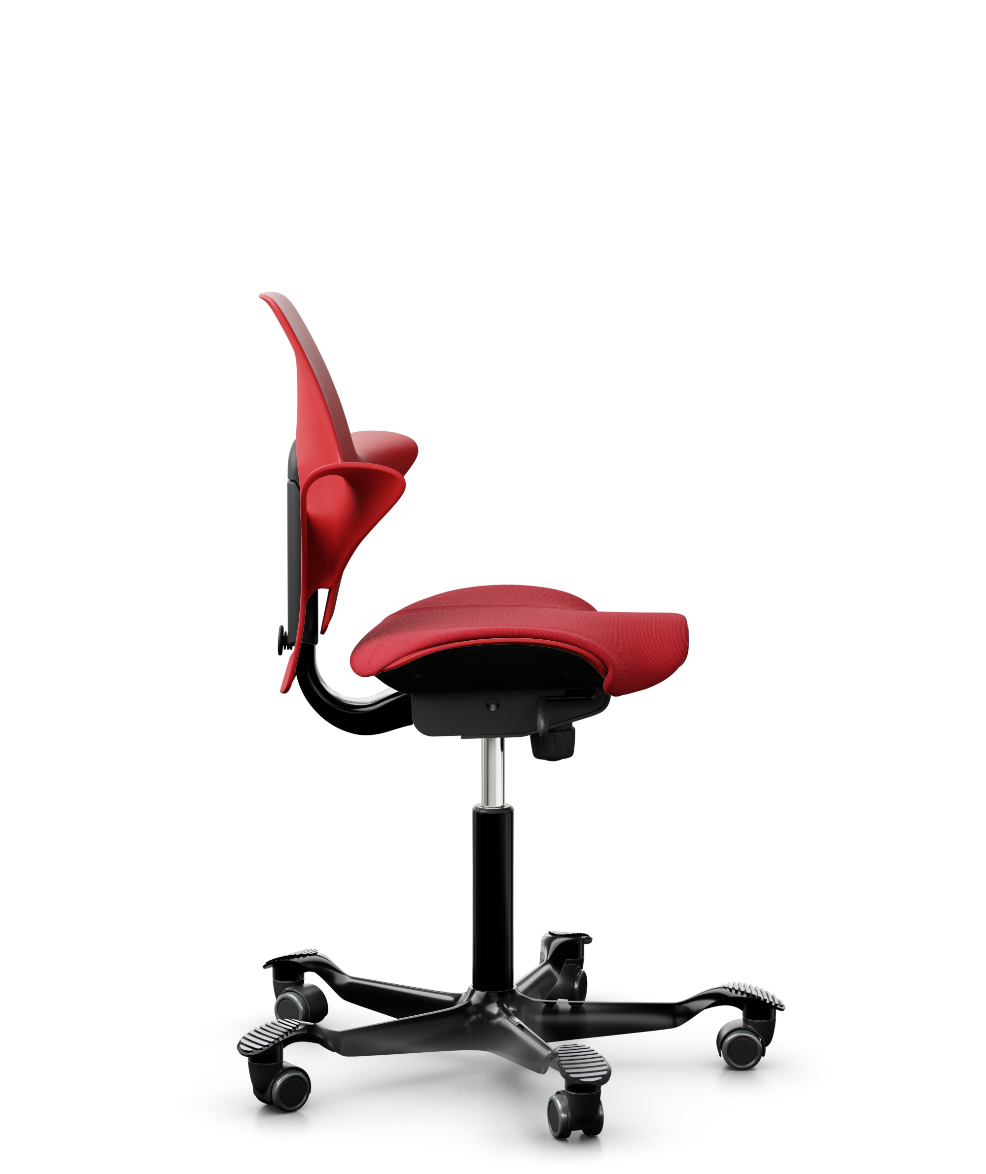HAG Capisco 8020 Puls Drehstuhl Rot Gestell Schwarz mit Sitzflächenmatte