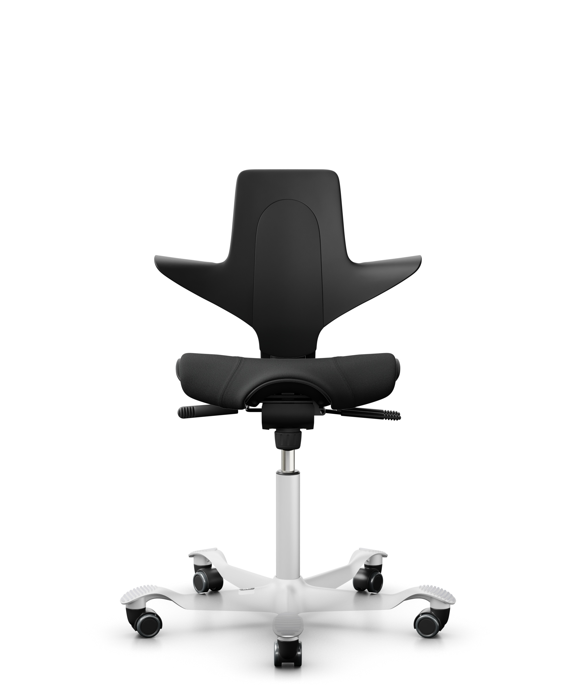 HAG Capisco 8020 Puls Drehstuhl Schwarz Gestell Weiss mit Sitzflächenmatte