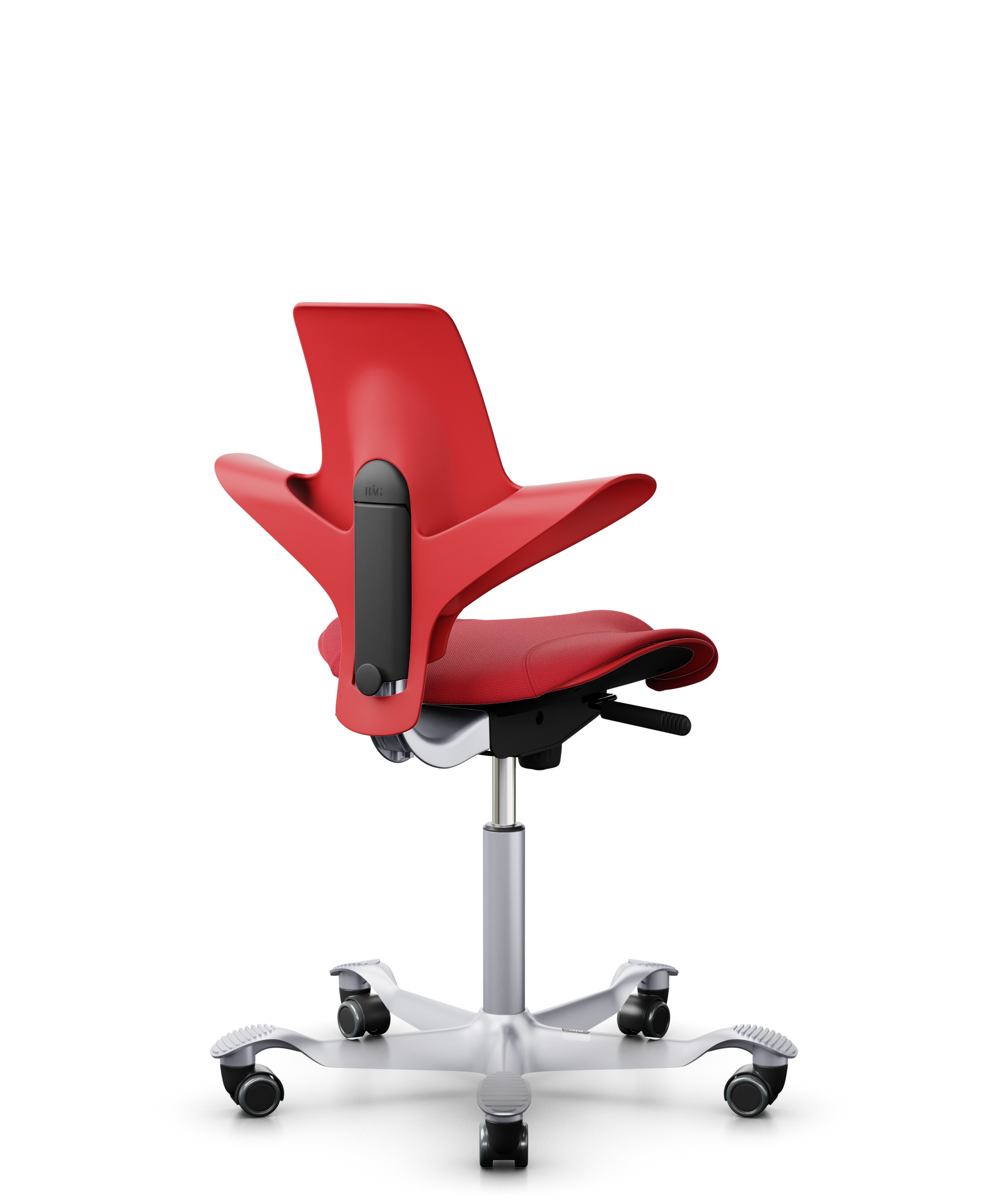 HAG Capisco 8020 Puls Drehstuhl Rot Gestell Silber mit Sitzflächenmatte