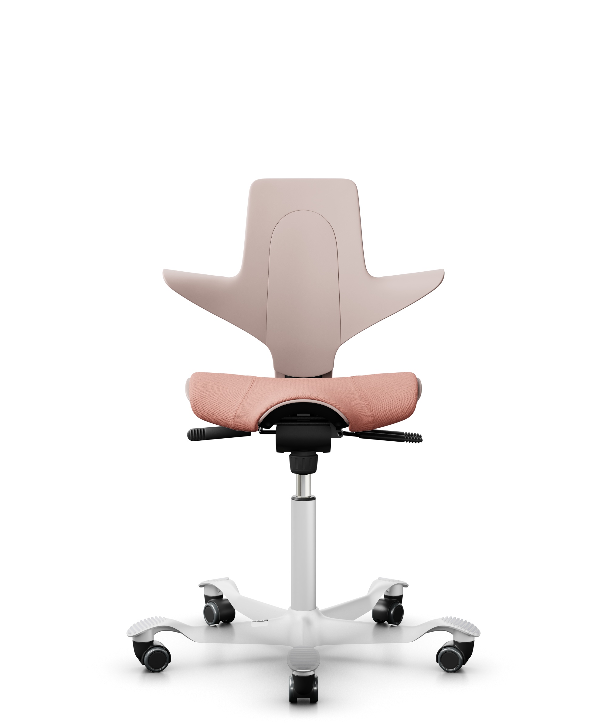 HAG Capisco 8020 Puls Drehstuhl Pink Gestell Weiss mit Sitzflächenmatte