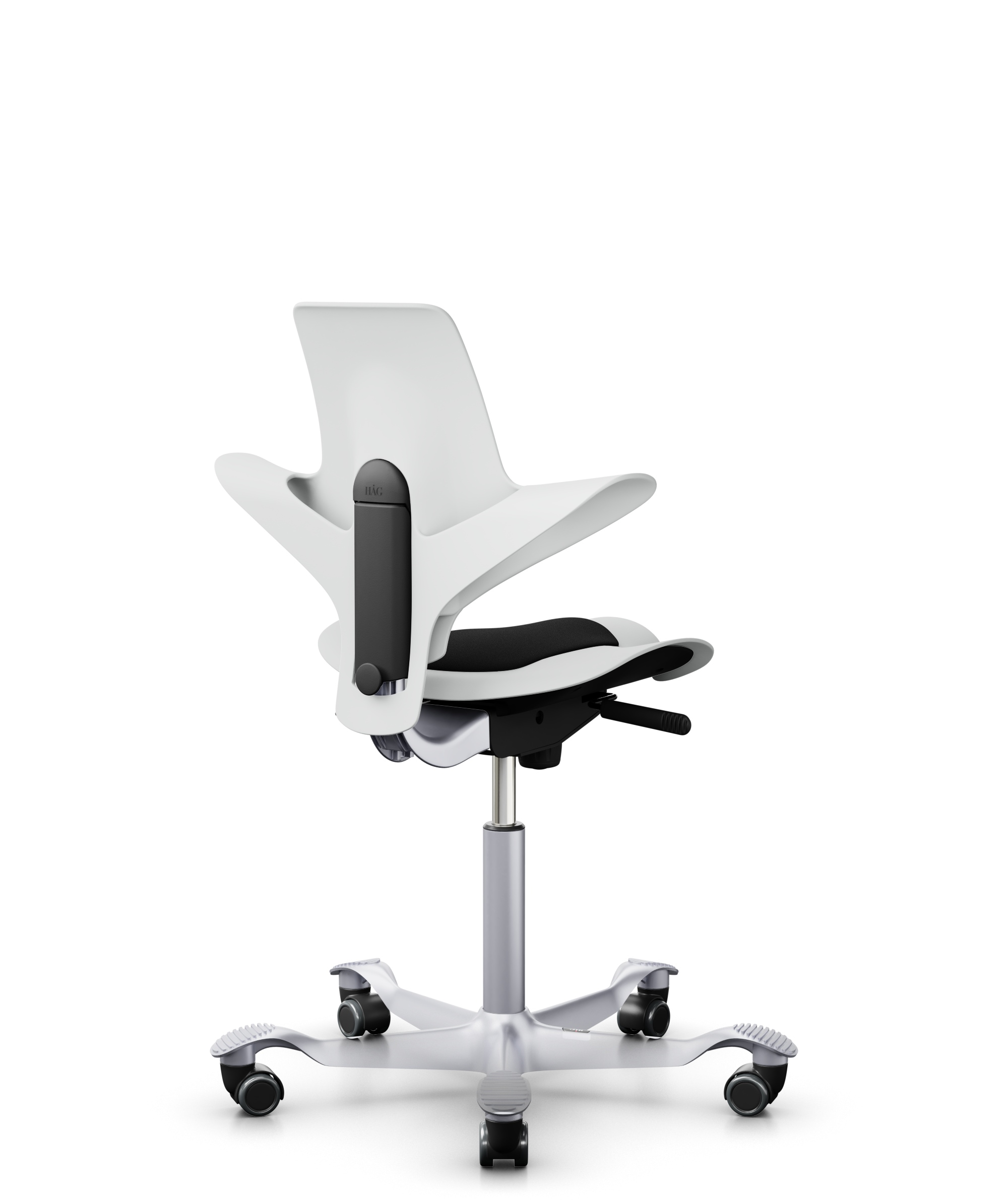 HAG Capisco 8010 Puls Drehstuhl Weiss Gestell Silber