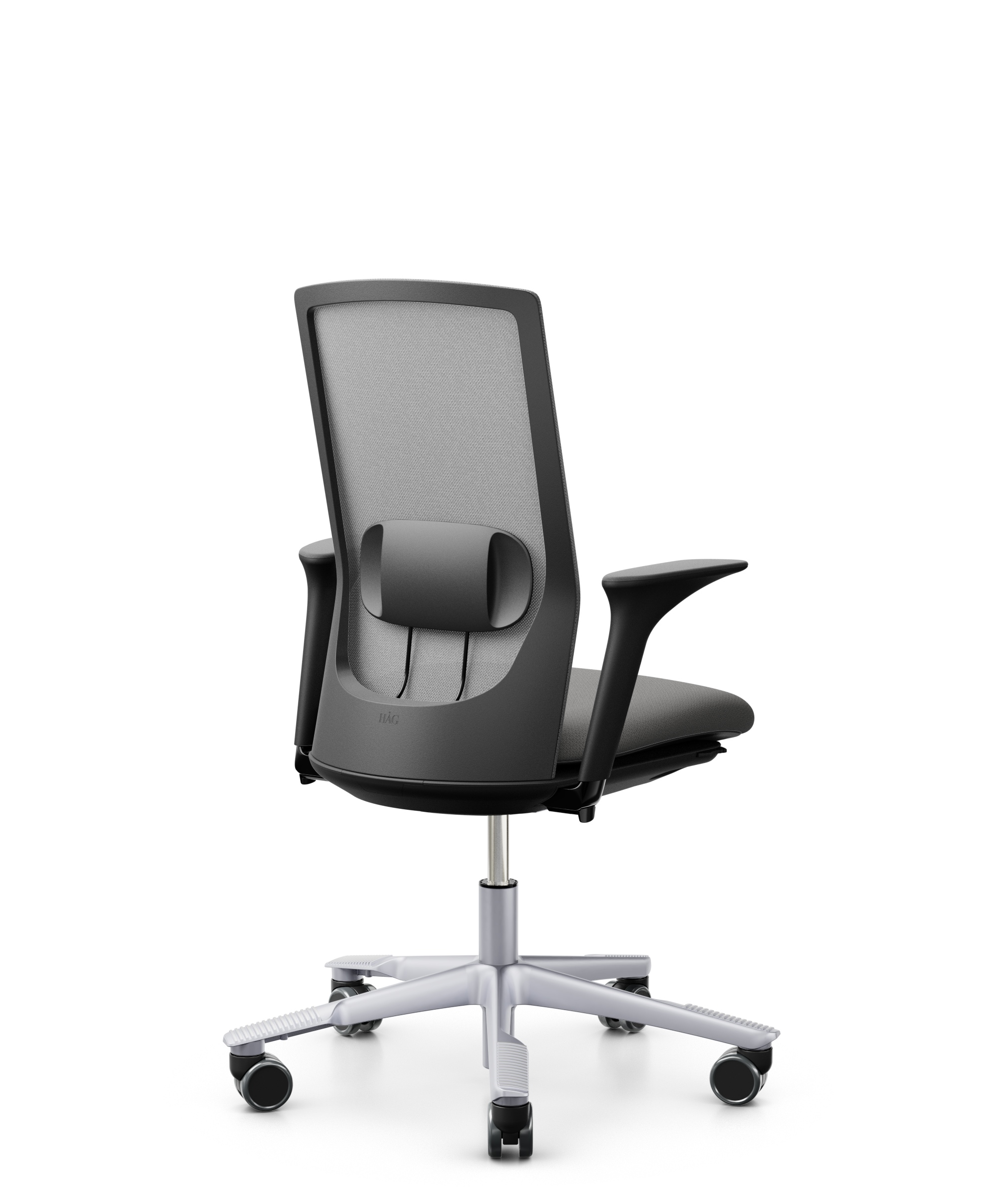 HAG Futu 1100-S Stoff Mesh Stone Hellgrau Gestell Silber Armlehnen